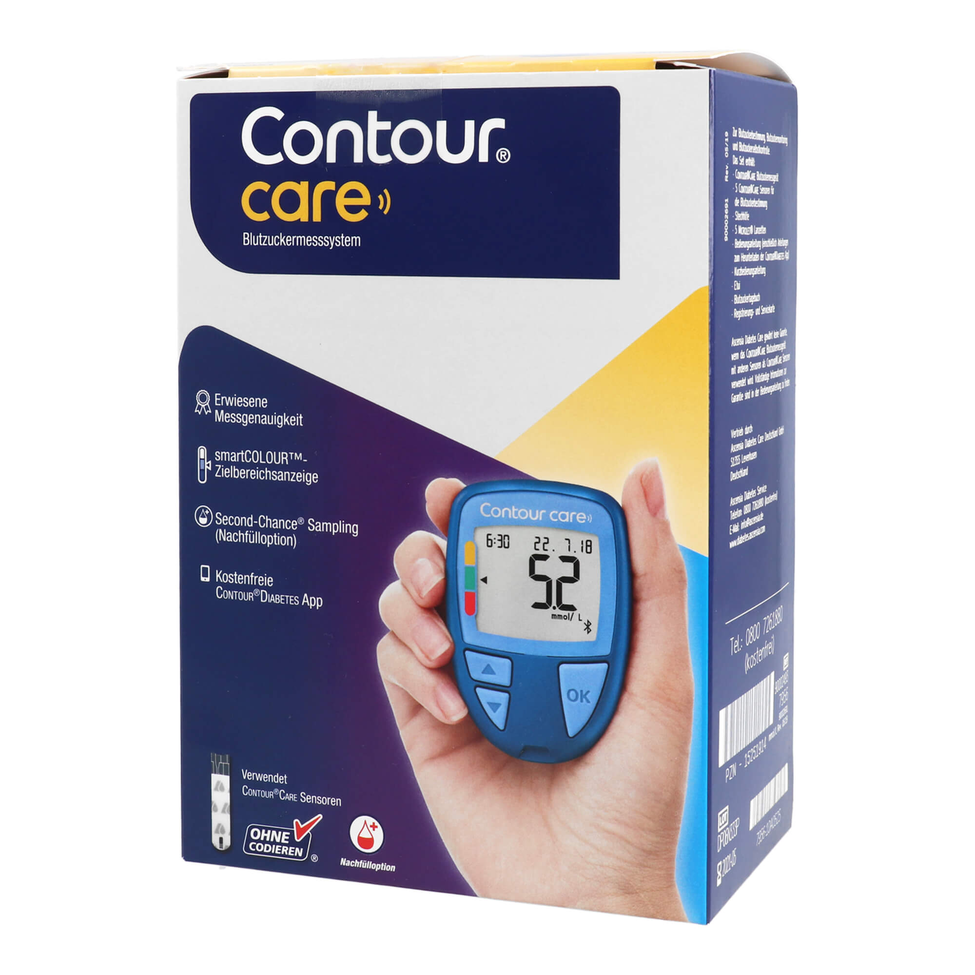 Mit Contour Care Blutzuckermessgerät (mmol/l) inkl. Teststreifen. Zur Erleichterung des Diabetesmanagements.