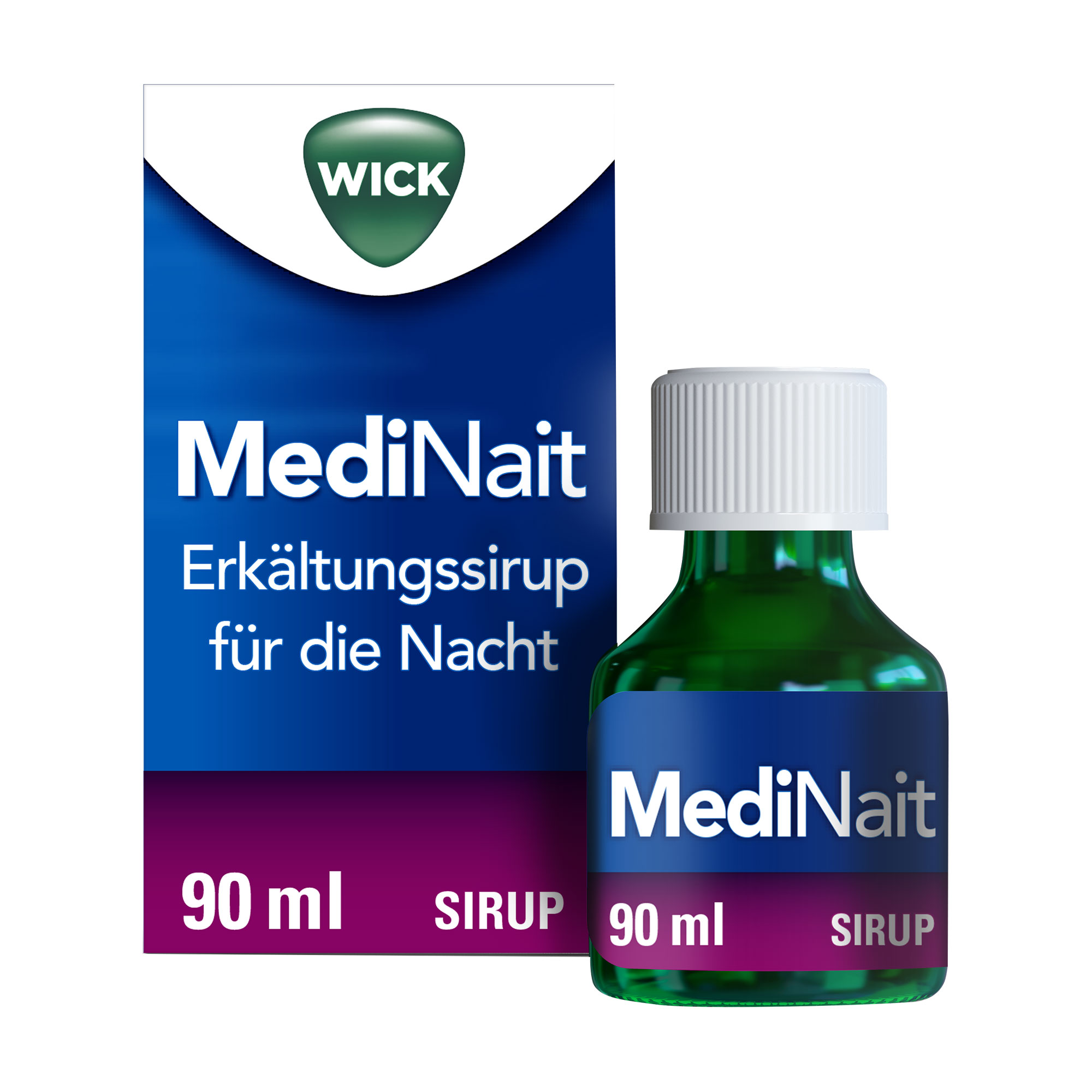 Gegen Beschwerden von Erkältungen und grippalen Infekten in der Nacht. Der Wick MediNait Erkältungssirup unterstützt bei Husten, Fieber, Schnupfen und Schmerzen.