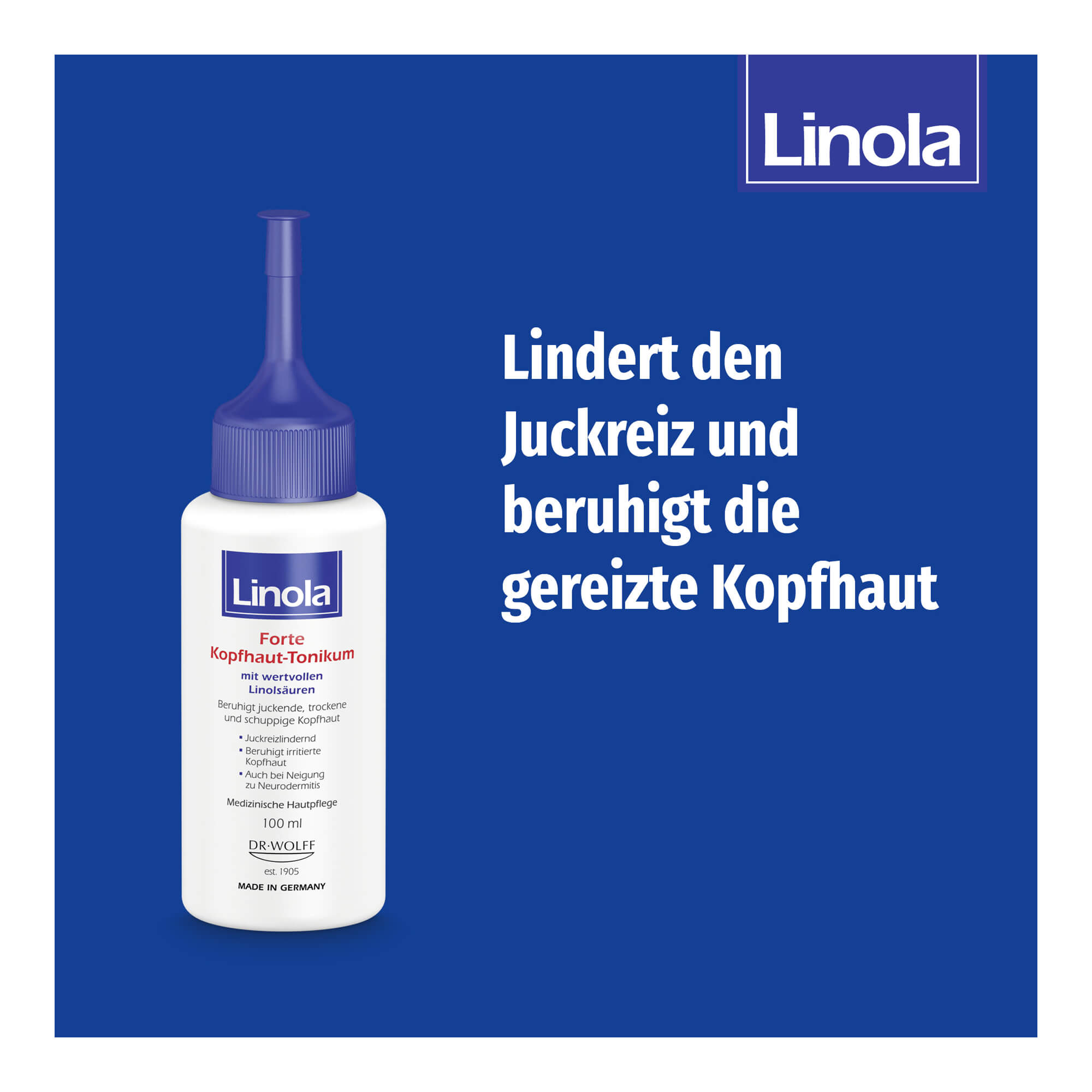 Grafik Linola Forte Kopfhaut-Tonikum Lindert den Juckreiz und beruhigt die gereizte Kopfhaut