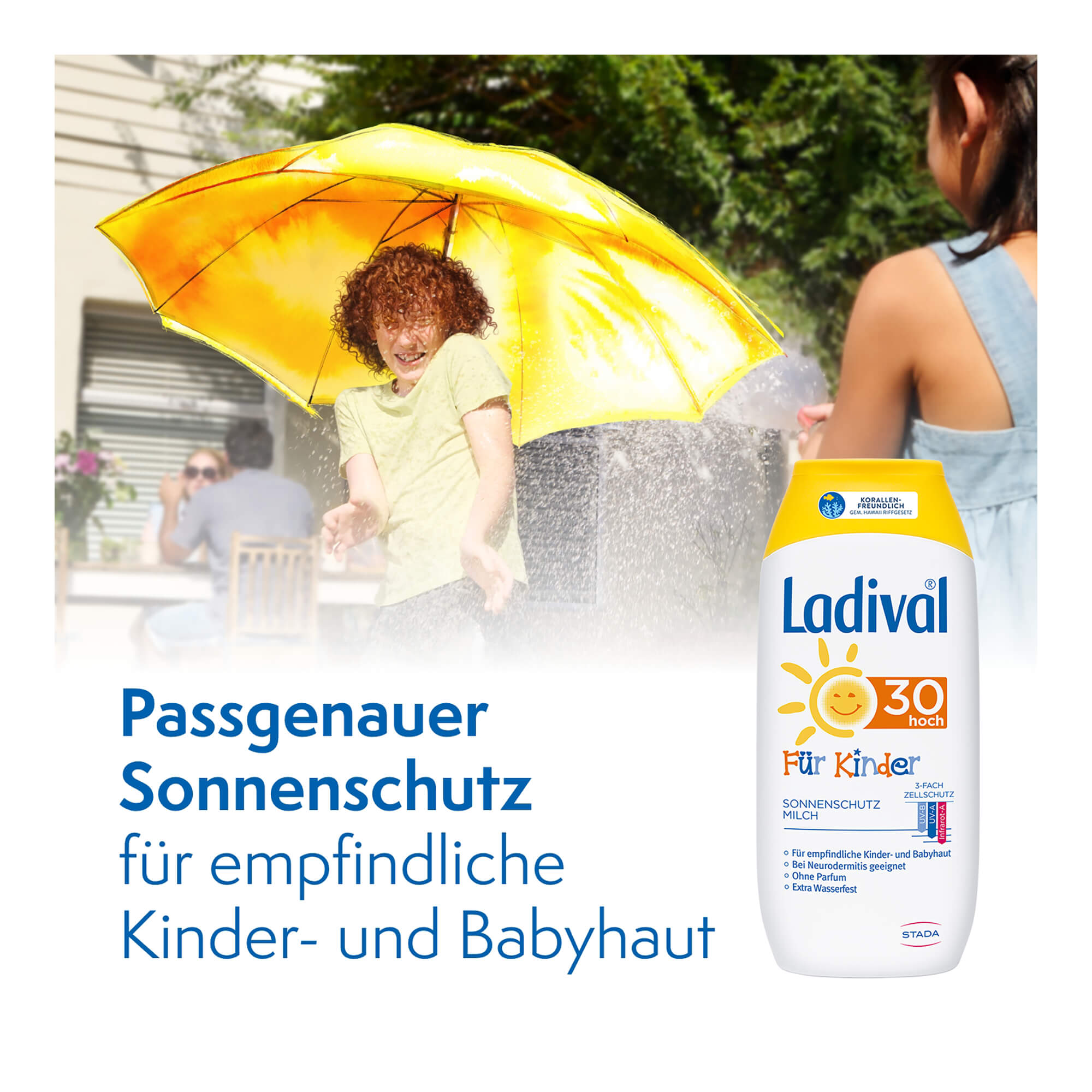 Grafik Ladival Kinder Sonnenmilch LSF 30 Passgenauer Schutz für empfindliche Kinder- und Babyhaut