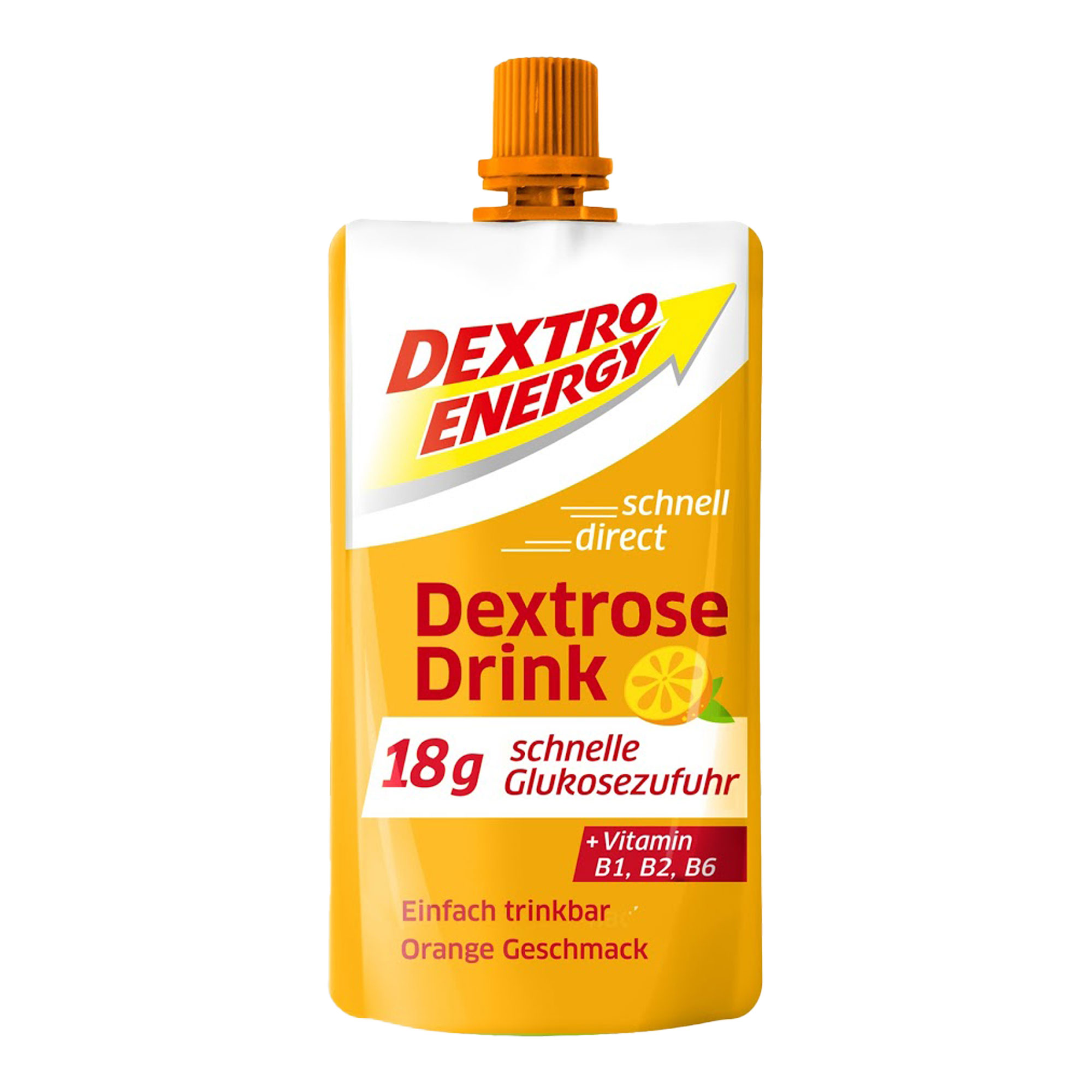 Die flüssige Alternative zu Dextrose-Täfelchen. Mit fruchtigem Orangen-Geschmack.