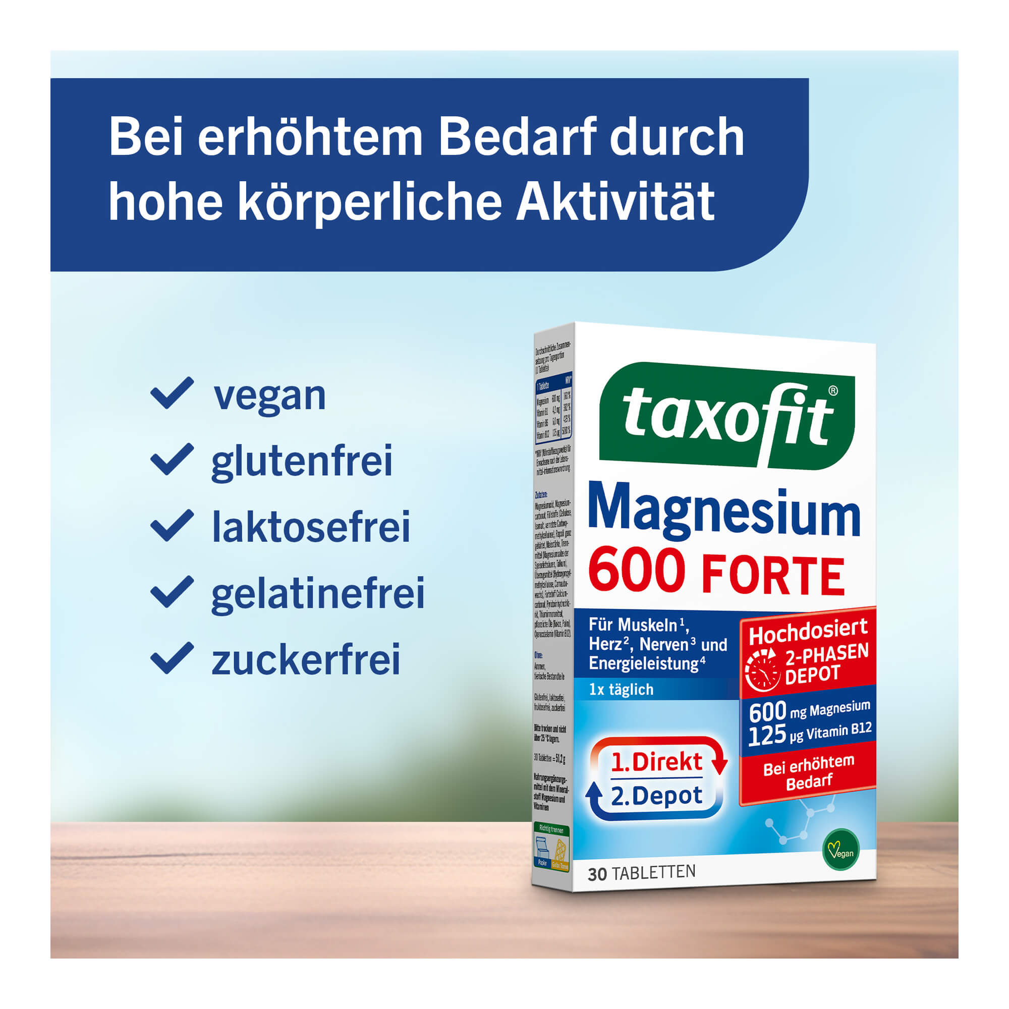 Grafik Taxofit Magnesium 600 Forte Depot-Tabletten Merkmale