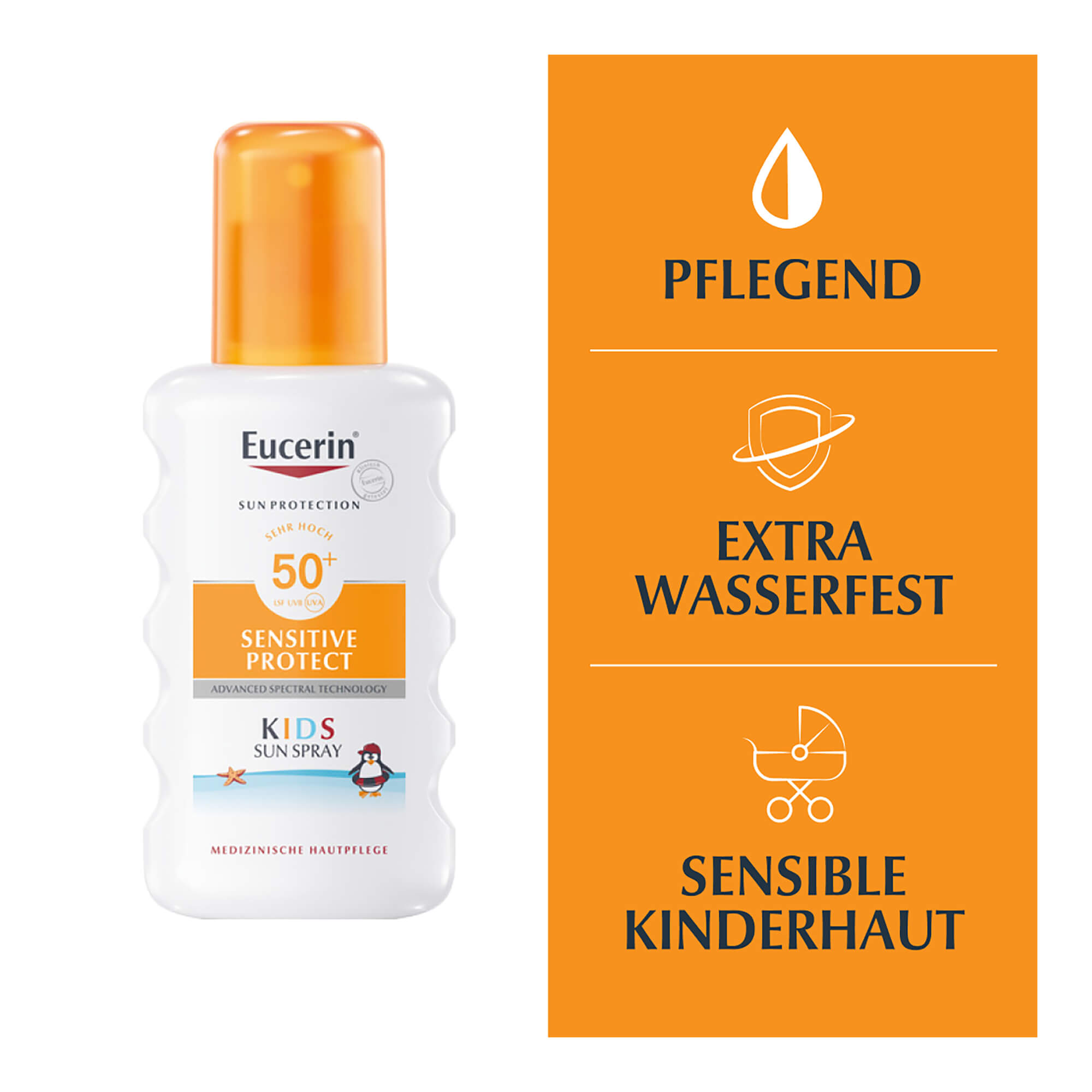 Grafik Eucerin Sensitive Protect Kids Sun Spray LSF 50+ Merkmale