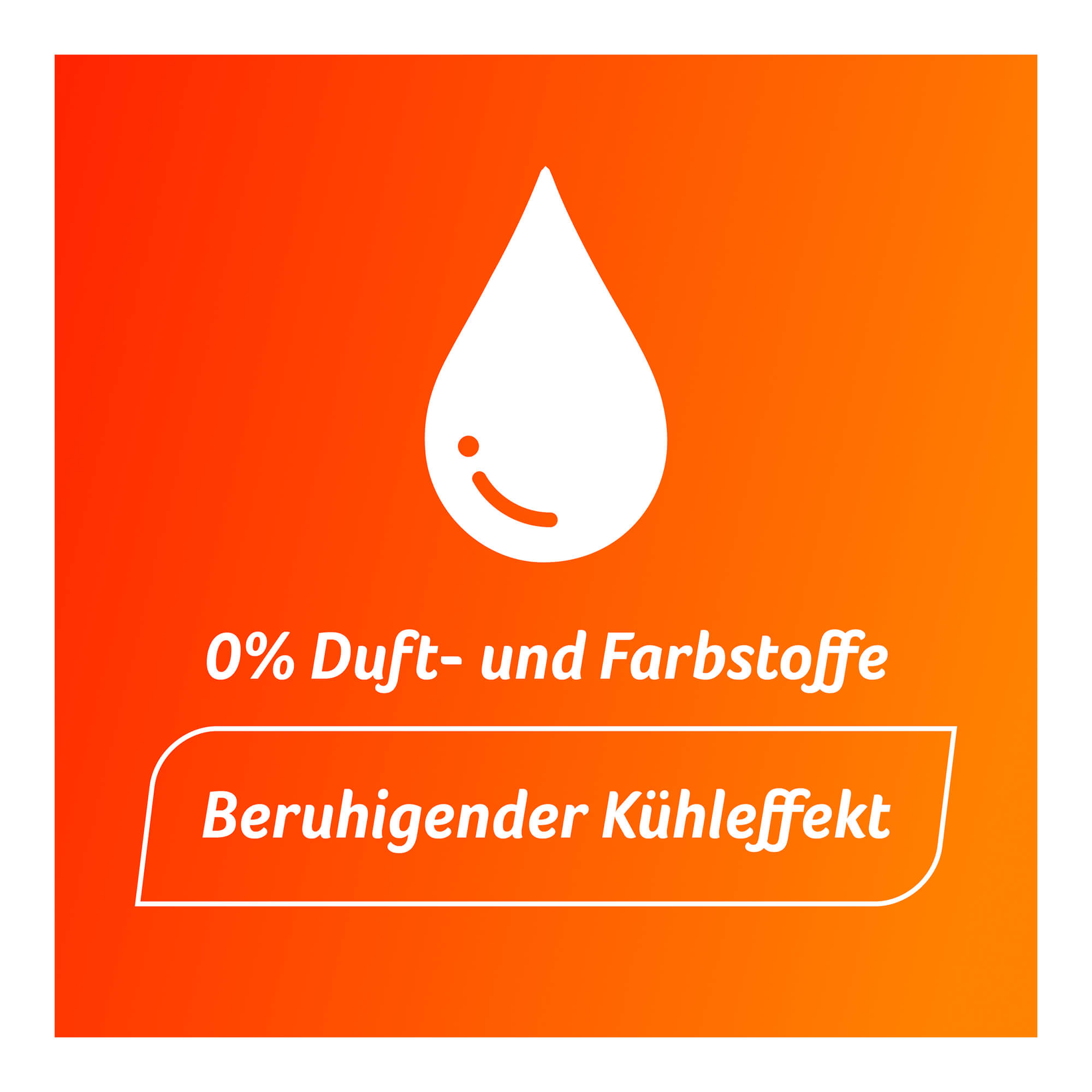 Grafik Fenistil Kühl Roll-on bei Insektenstichen und Sonnenbrand 0% Duft- und Farbstoffe. Beruhigender Kühleffekt