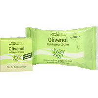 Olivenöl Gesichtspflege plus Reinigungstücher gratis.