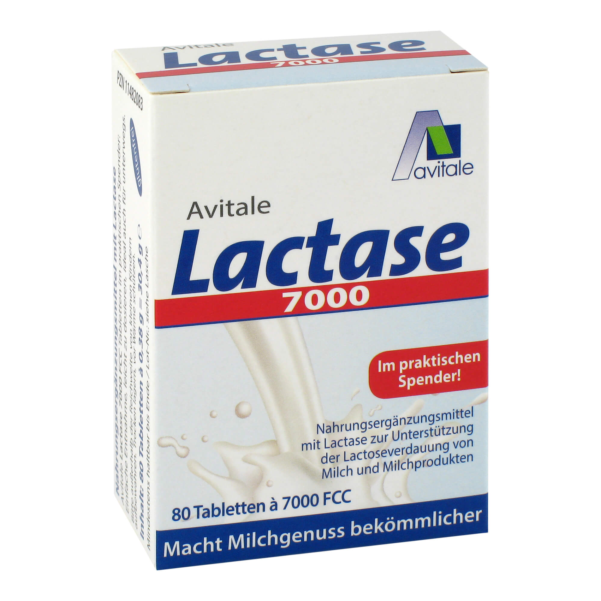 Nahrungsergänzungsmittel mit Lactase zur Anwendung bei Lactose-Intoleranz.