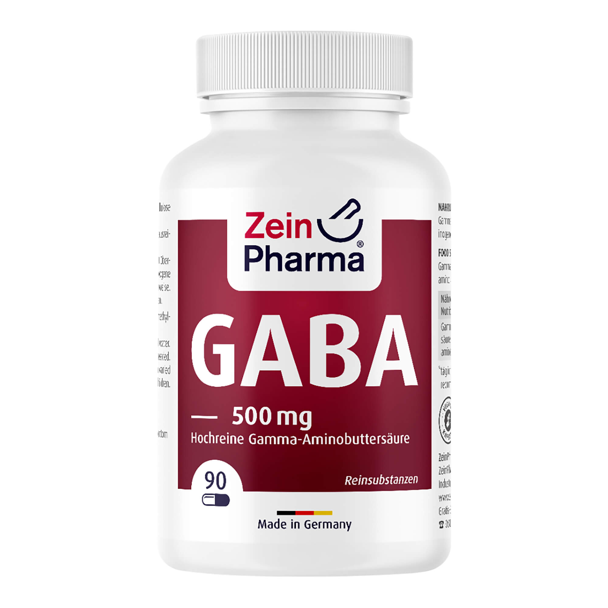 Nahrungsergänzungsmitel mit Gamma-Aminobuttersäure (GABA), eine nichtproteinogene Aminosäure, in vegetarischen Kapseln.