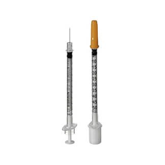 Einmal-Insulinspritze Insulin mit integrierter Kanüle.