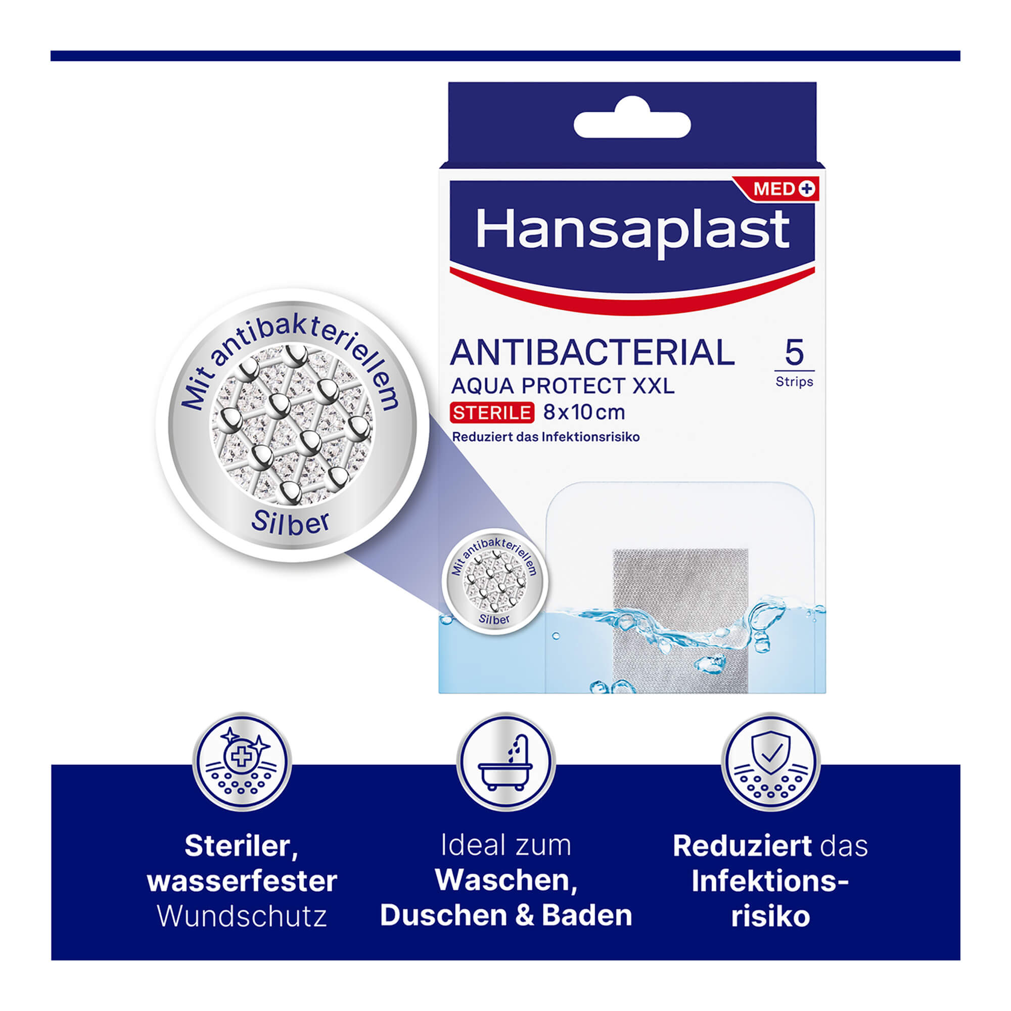 Hansaplast Aqua Protect Wundverband antibakteriell 8x10 cm