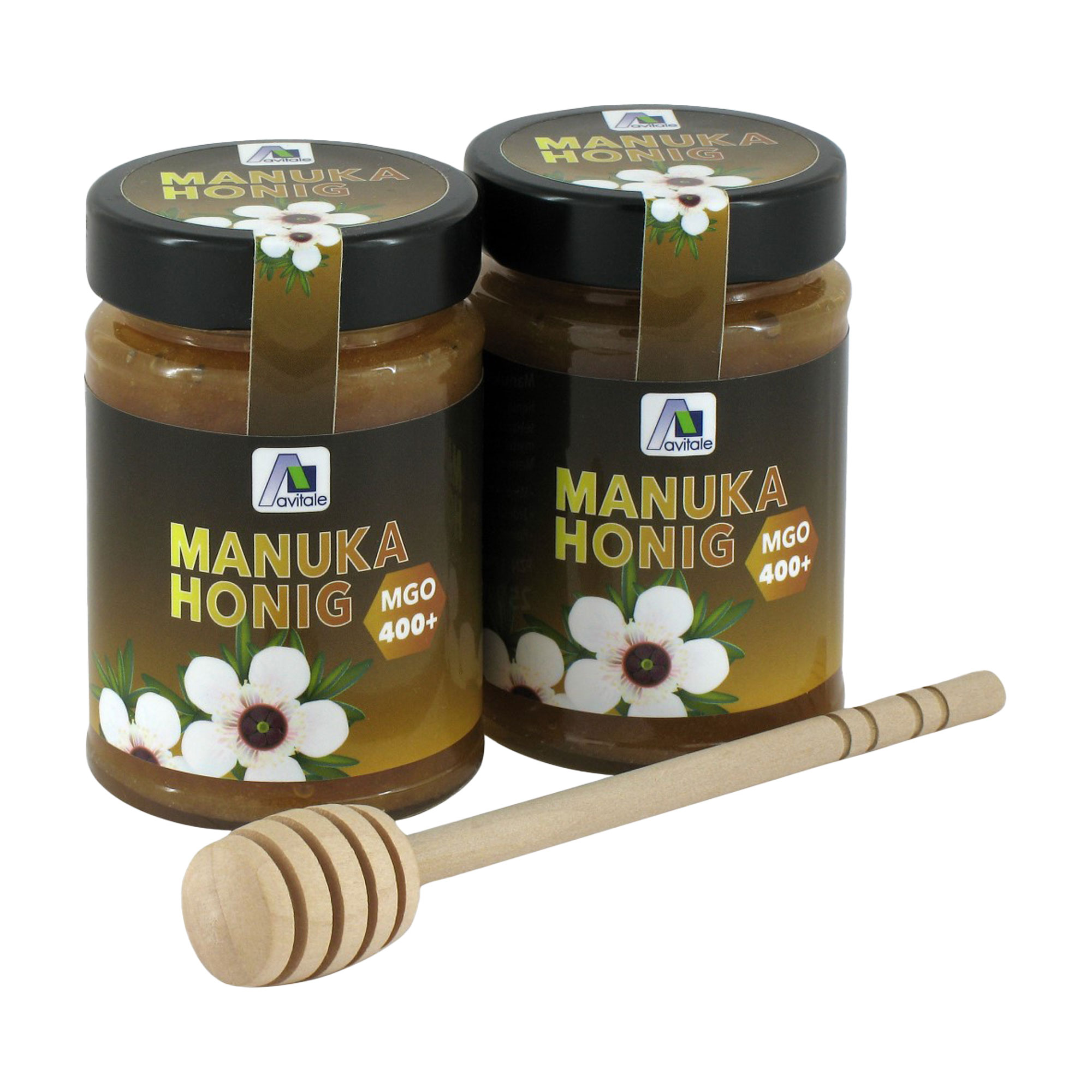 Honig aus Neuseeland mit mindestens 400 mg Methylglyoxal (MGO) pro Kilogramm Honig. Inkl. Honiglöffel.