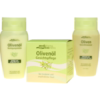 Olivenöl Gesichtspflege plus Gesichtswasser und Reinigungsmilch gratis.