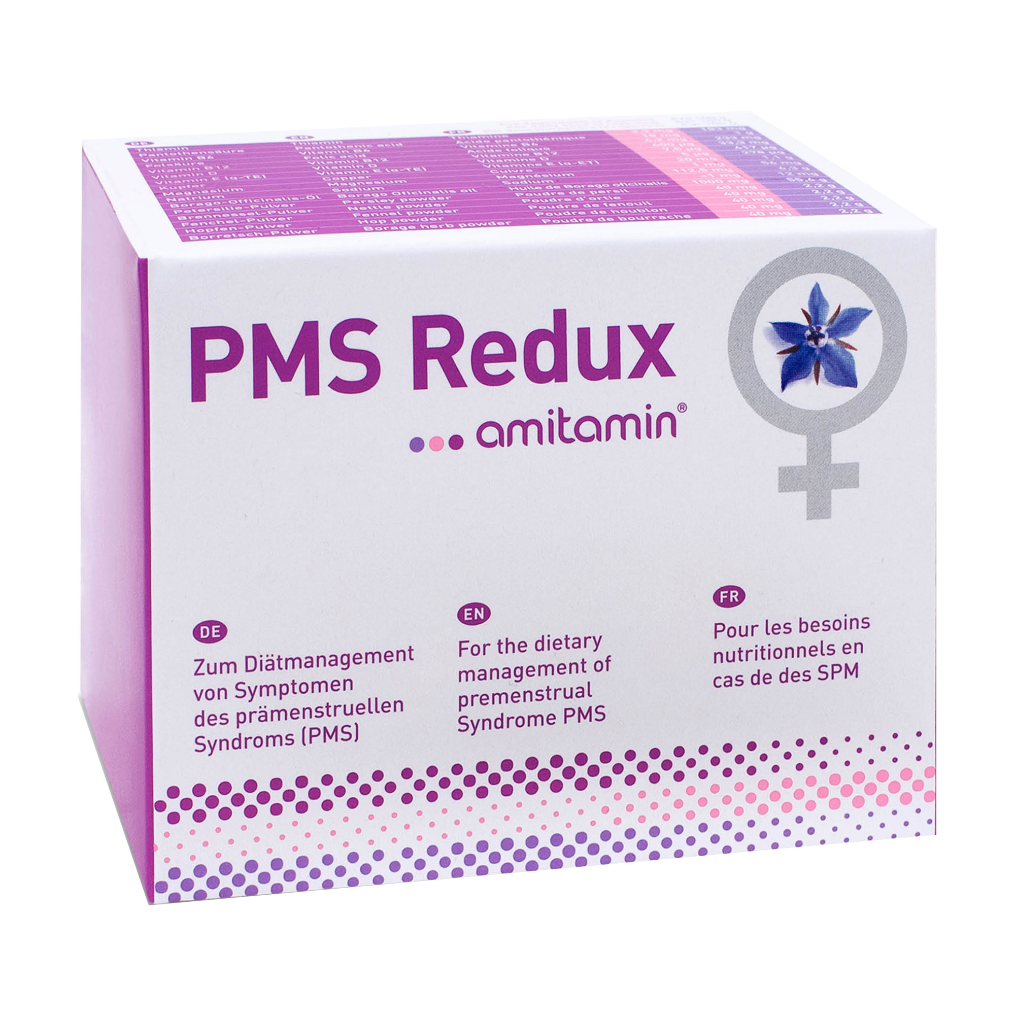 Zum Diätmanagement von Symptomen des prämenstruellen Syndroms (PMS).