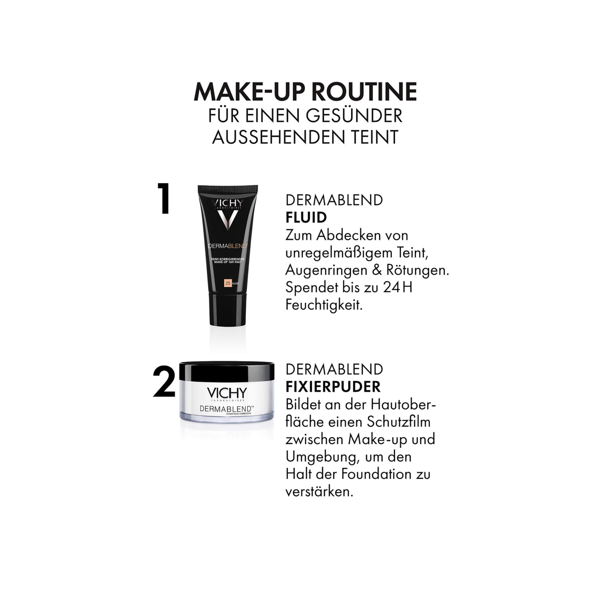 Grafik Vichy Dermablend Make-up nude Begleitprodukte