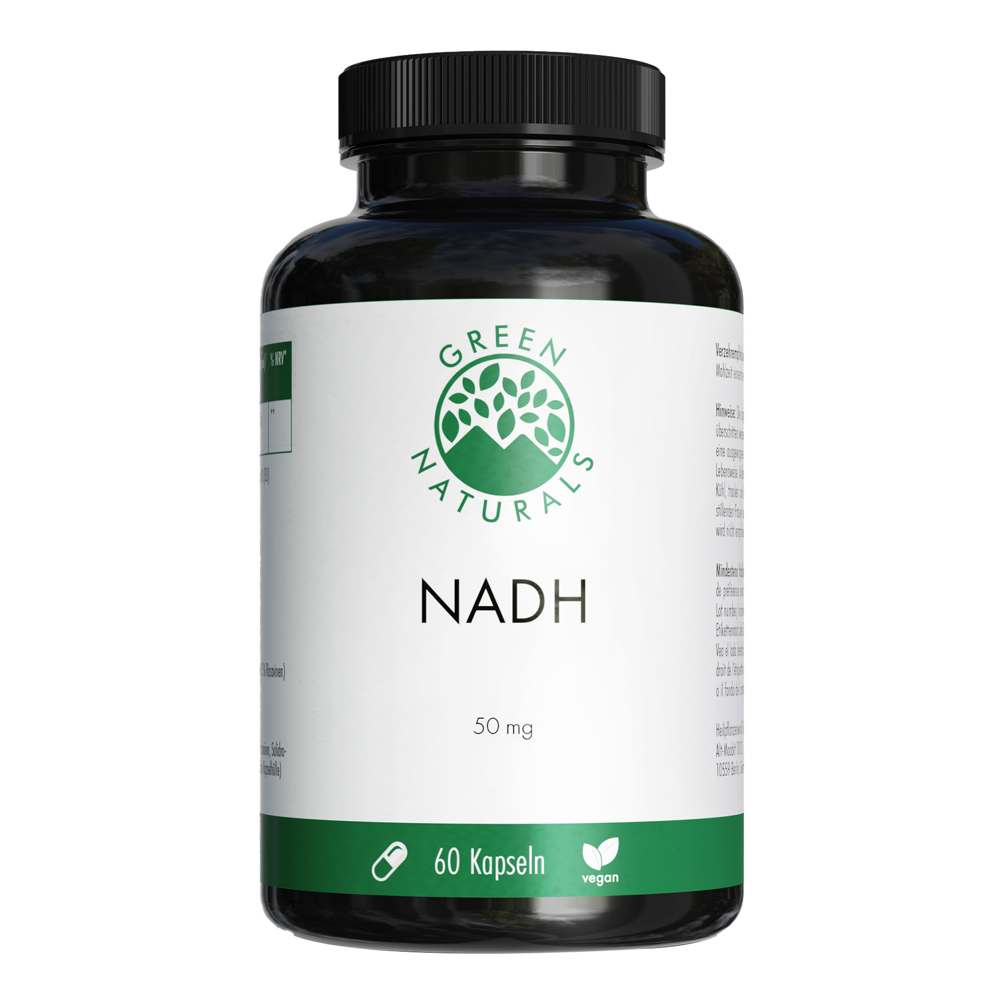 Nahrungsergänzungsmittel mit hochdosiertem Nicotinamid-Adenin-Dinukleotid (NADH). 2-Monatspackung.