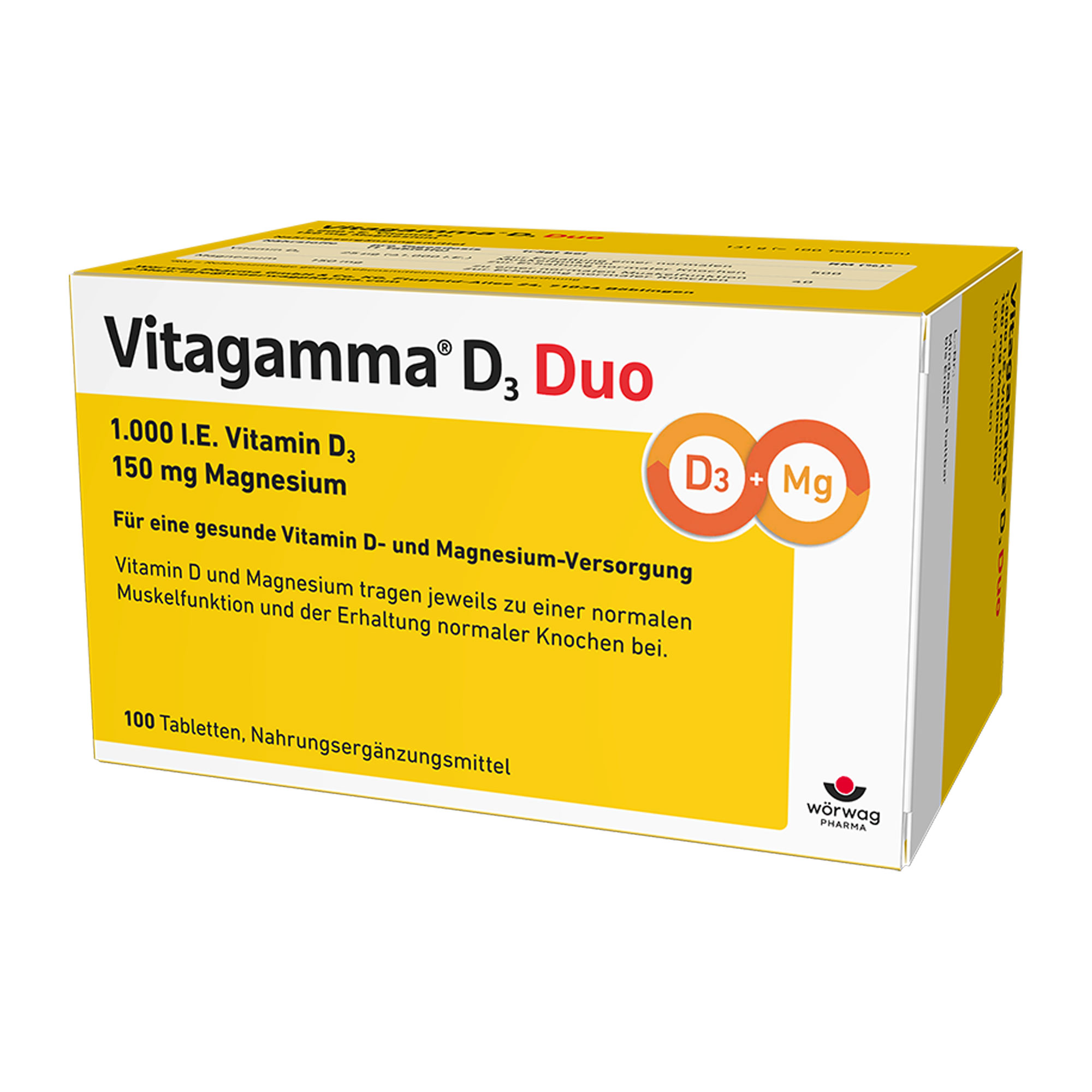 Nahrungsergänzungsmittel mit Vitamin D und Magnesium.