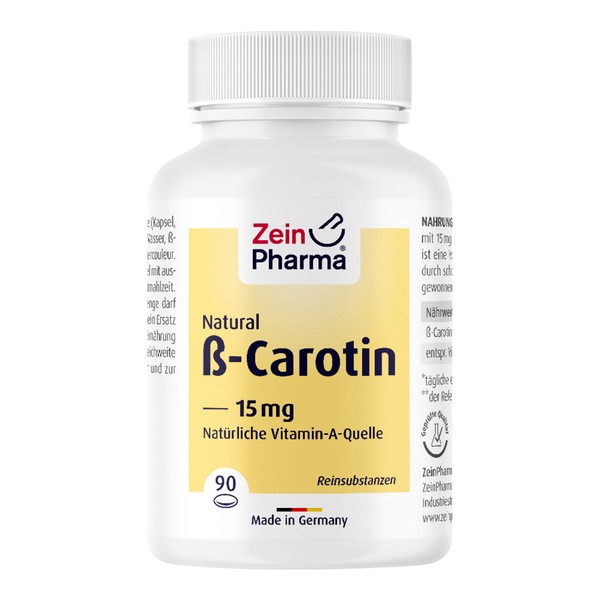 Nahrungsergänzungsmittel mit Beta-Carotin aus natürlicher Fermentation gewonnen in einer öligen Formulierung.