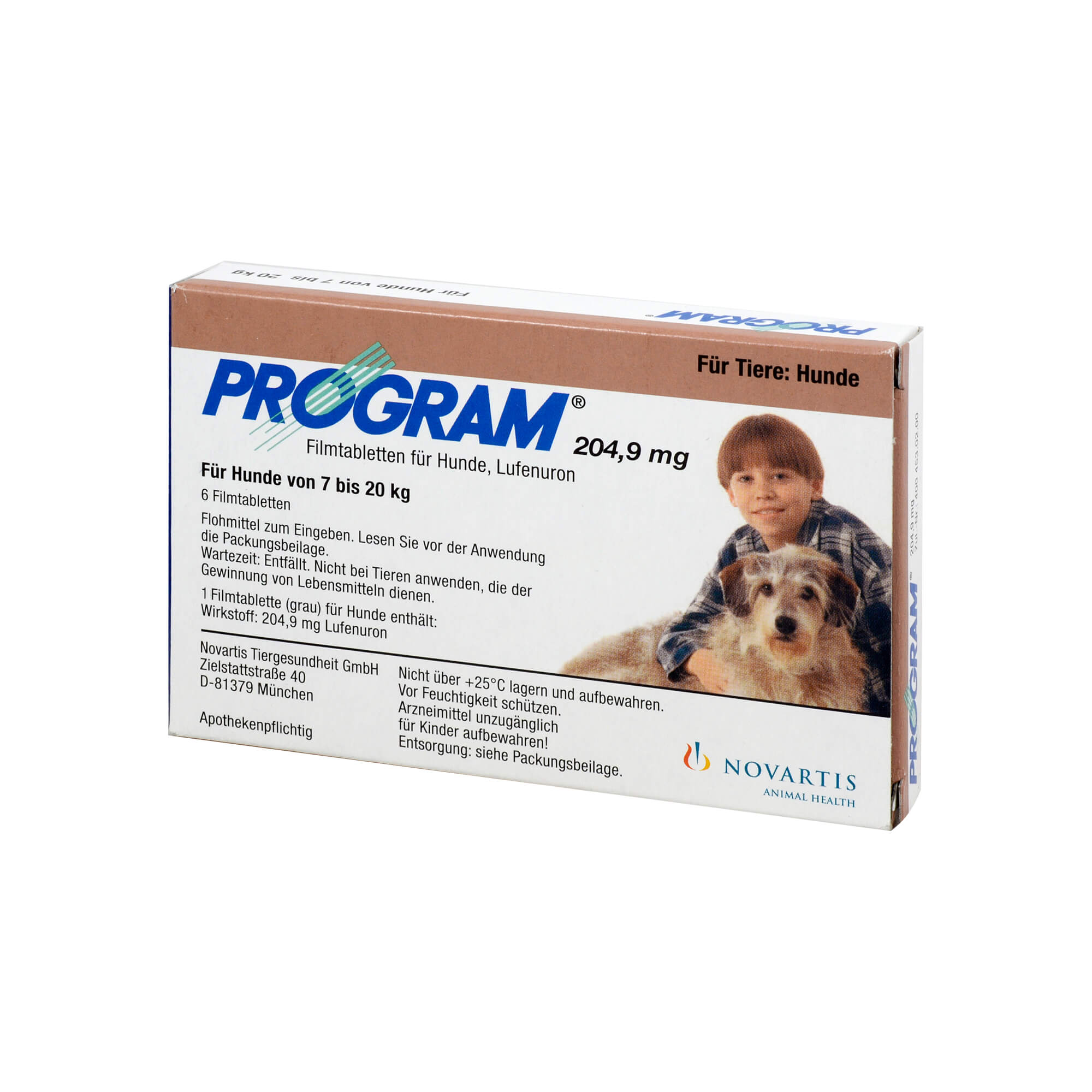 Zur Therapie und Prophylaxe von Flohinfestationen bei Hunden. Program 204,9 mg ist wirksam gegen die unreifen Entwicklungsstadien (präadulte Stadien) des Hundeflohs Ctenocephalides canis und des Kat