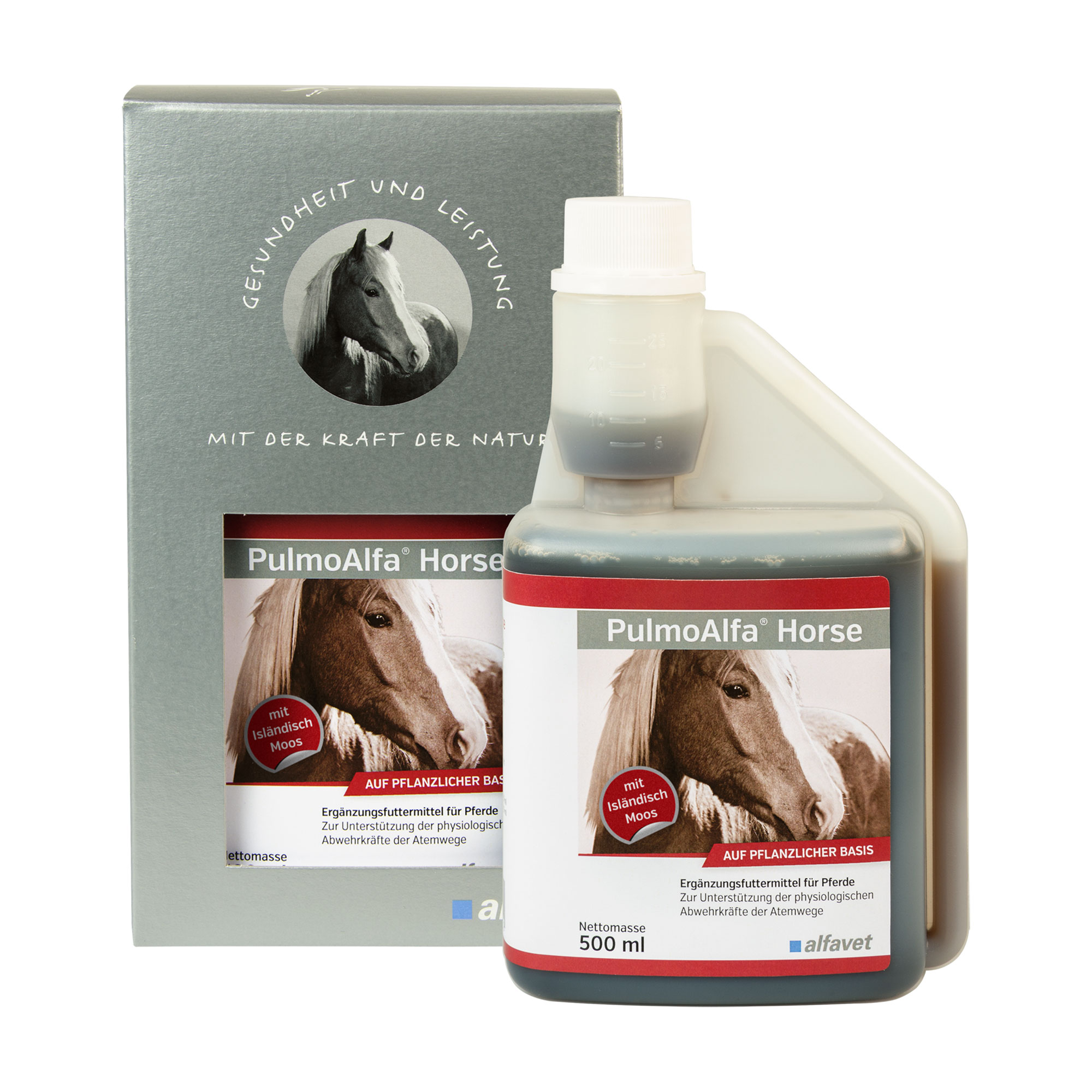Ergänzungsfuttermittel für Pferde. Zur Unterstützung der physiologischen Abwehrkräfte der Atemwege.