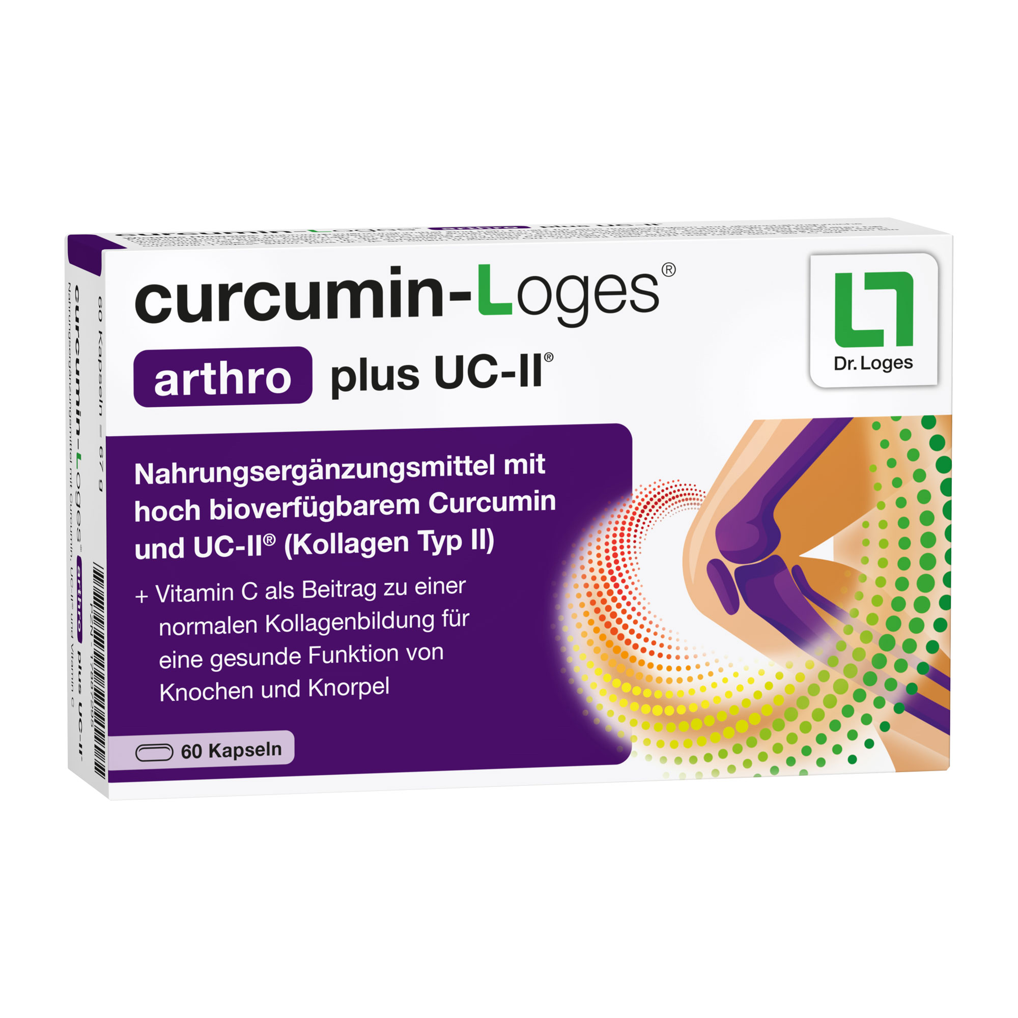 Nahrungsergänzungsmittel mit hoch bioverfügbarem Curcumin, UC-II® und Vitamin C.