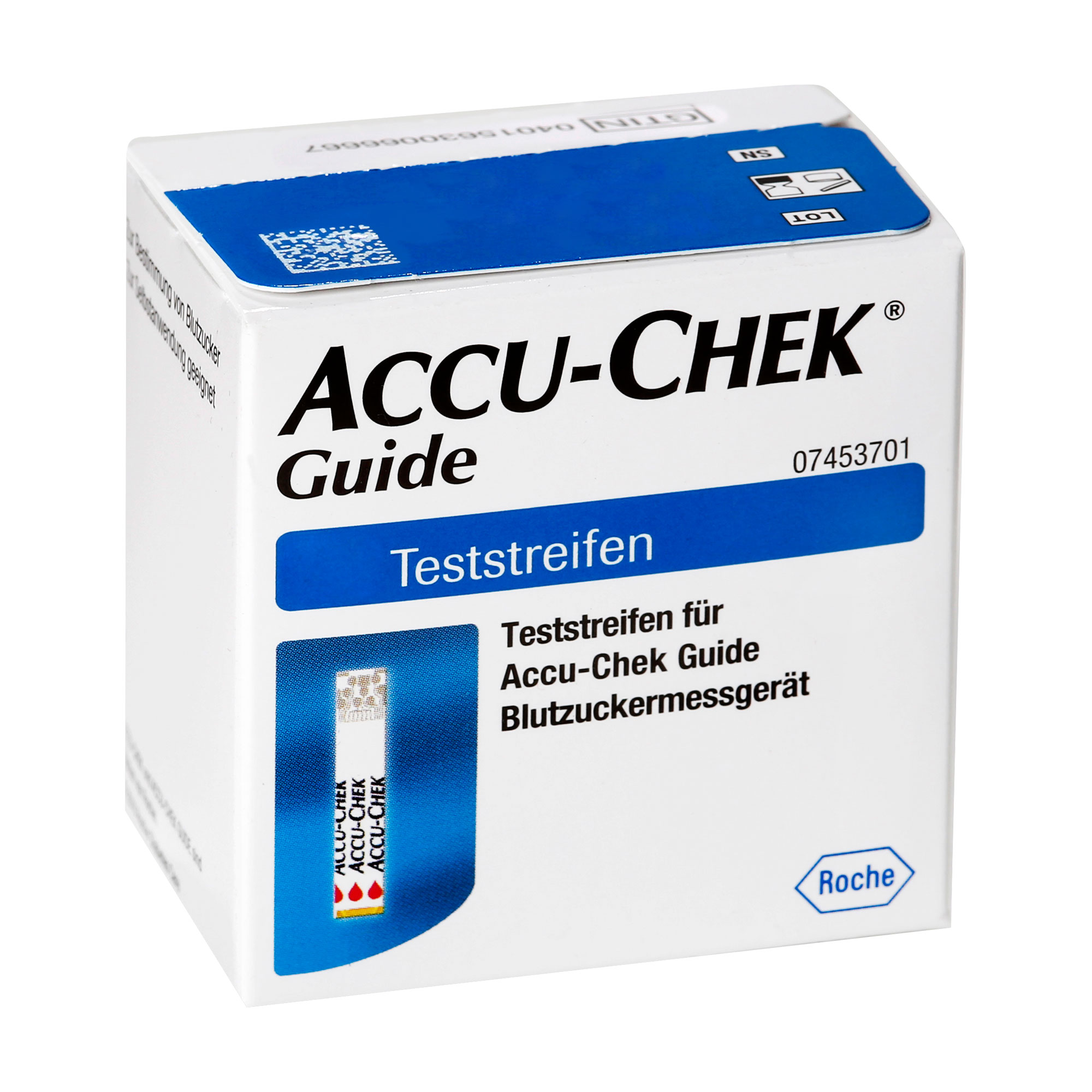 Teststreifen für Accu-Chek Guide zur Bestimmung von Blutzucker.