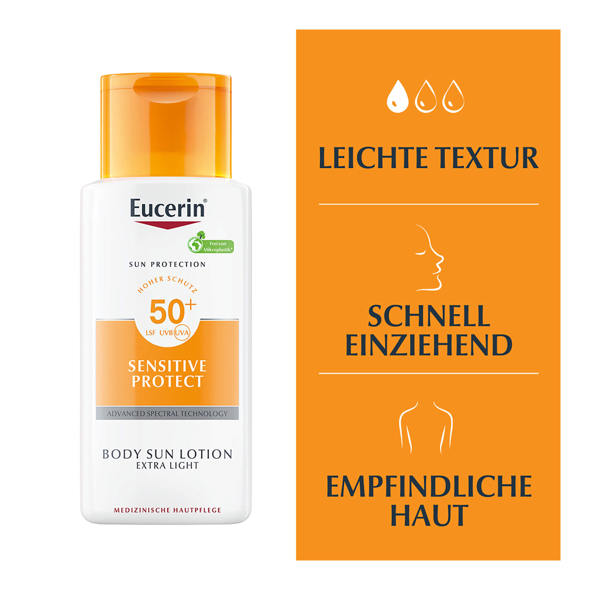 Grafik Eucerin Sensitive Protect Body Sun Lotion Extra Light LSF 30 Merkmale