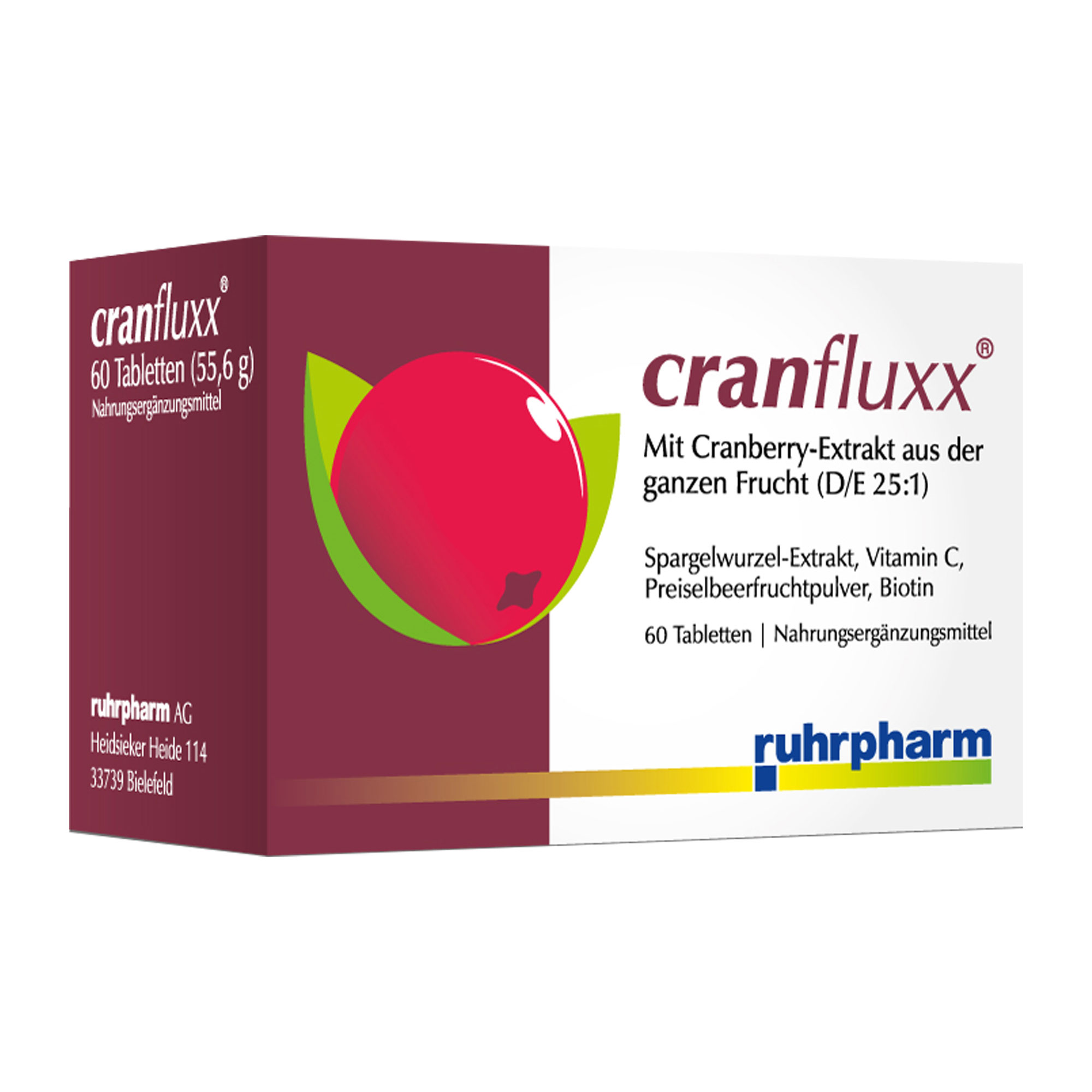 Nahrungsergänzungsmittel mit Cranberry-Extrakt aus der ganzen Frucht (D/E 25:1).