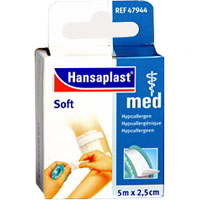 Hansaplast med Fixierpflaster soft bietet sichere Fixierung für sensible Haut. 5mx2,5cm