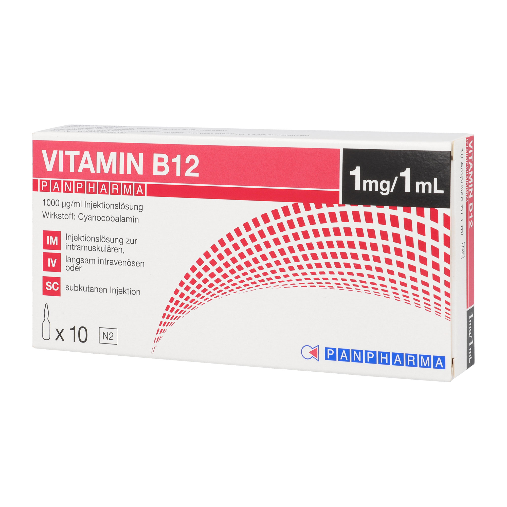 Vitamin B12 Panpharma wird angewendet bei Vitamin B12-Mangel, der ernährungsmäßig nicht behoben werden kann.