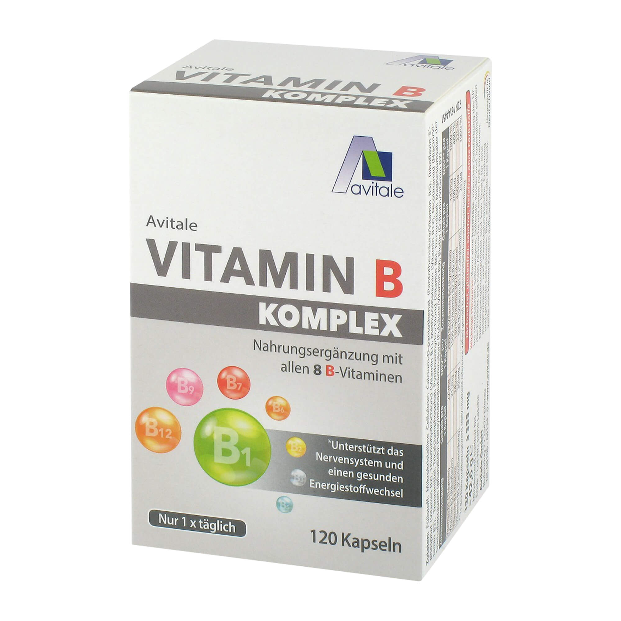 Nahrungsergänzungsmittel mit allen acht B-Vitaminen.