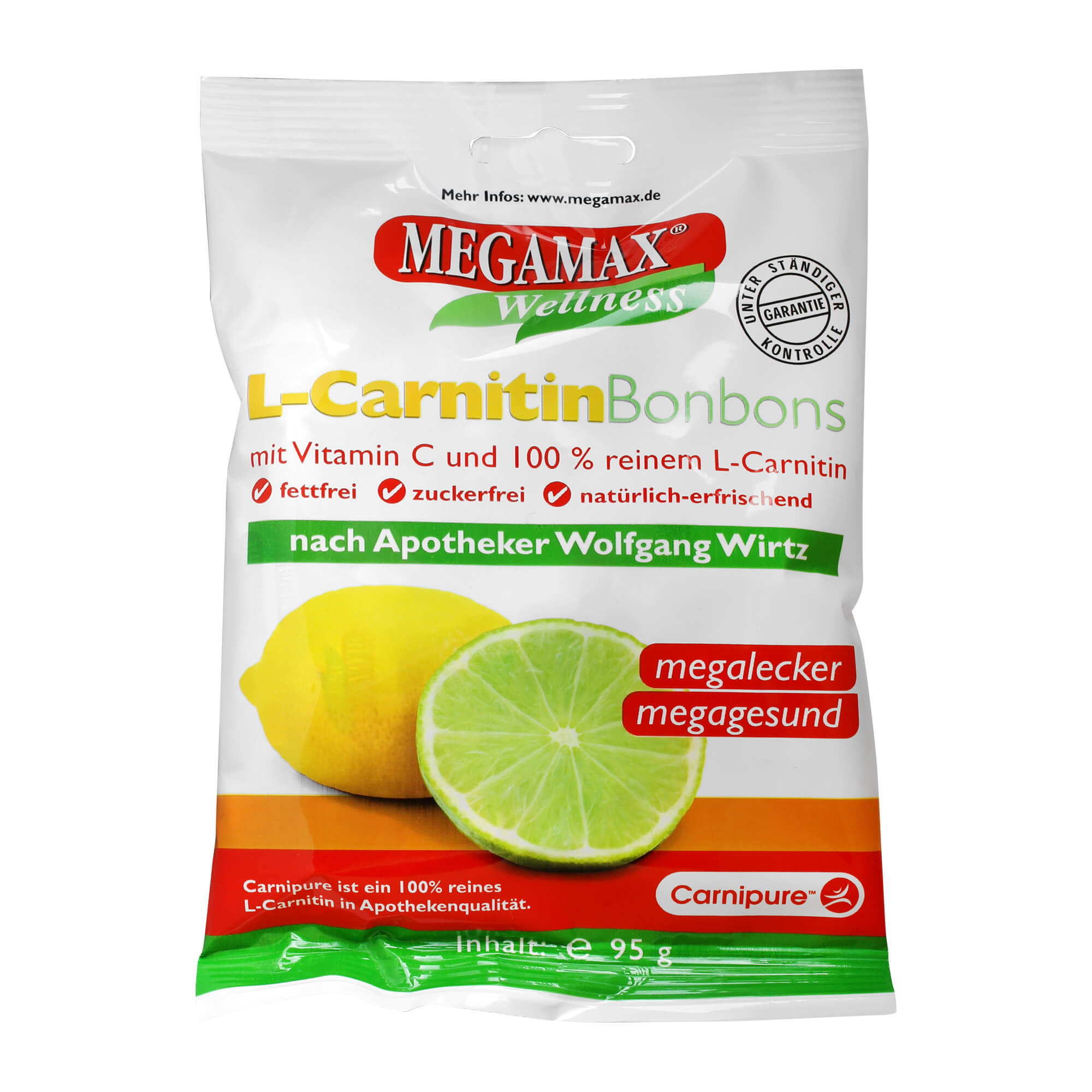 Lebensmittel - Bonbons mit L-Carnitin, Süßungsmitteln und Vitamin C.