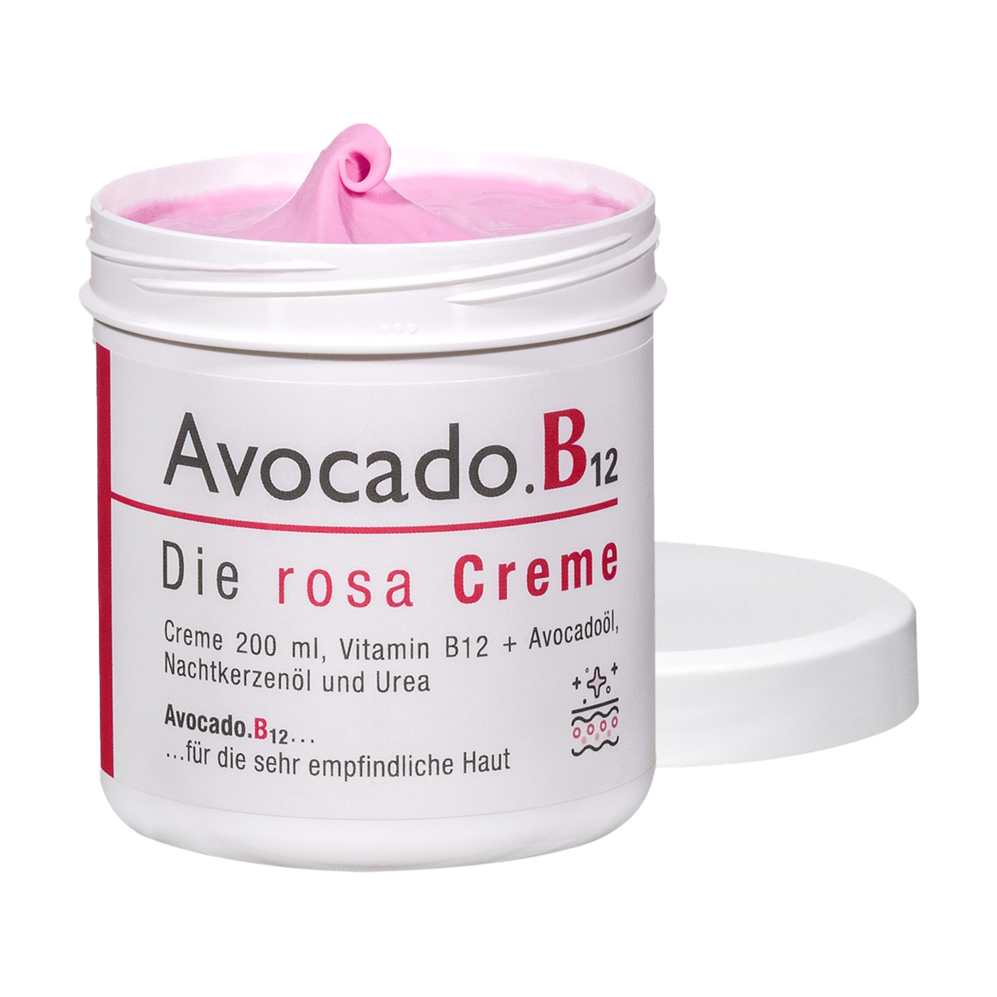 Avocado.B12 – die rosa Creme geöffneter Tiegel