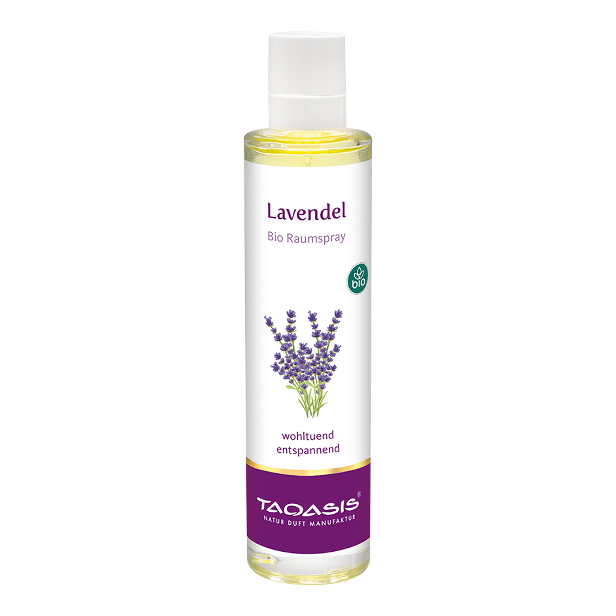100 % natürliches Lavendelöl aus Lavandula officinalis und BIO Alkohol.