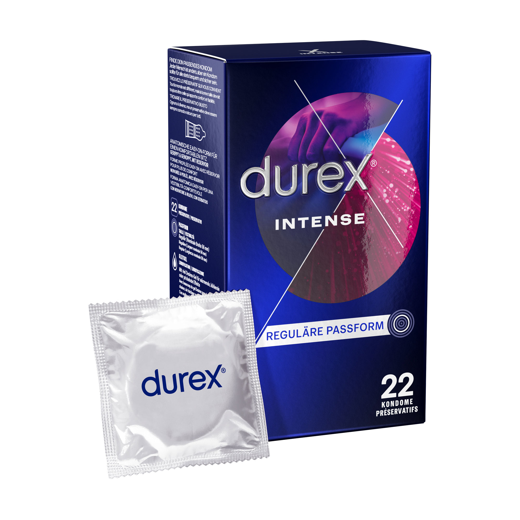 Gerippte und genoppte Kondome. Mit stimulierendem Gel für intensive vaginale Stimulation.