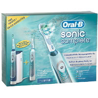 Elektrische Premium Schall Zahnbürste mit CrissCross Borsten und Handstück.