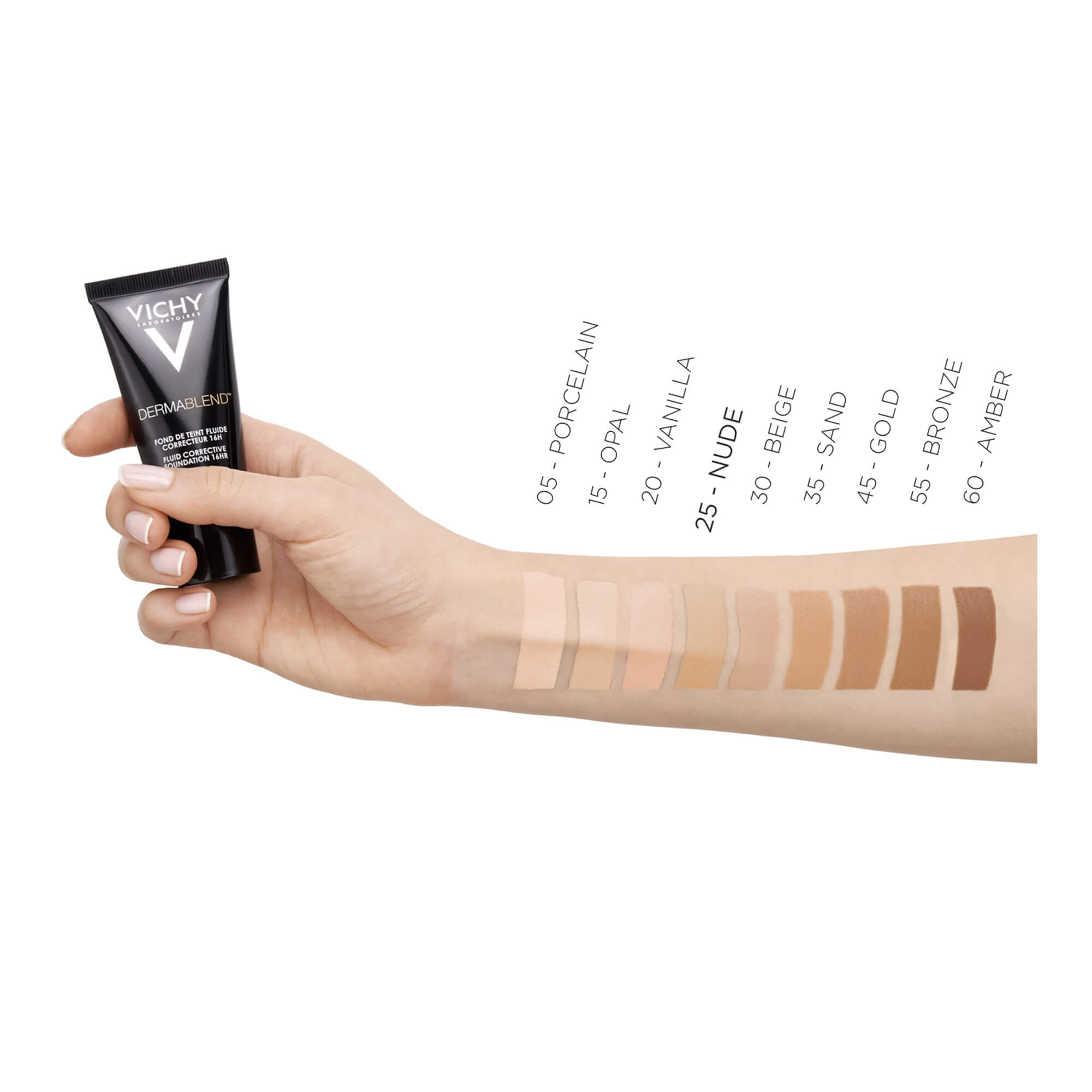 Grafik Vichy Dermablend Make-up nude Farbvarianten