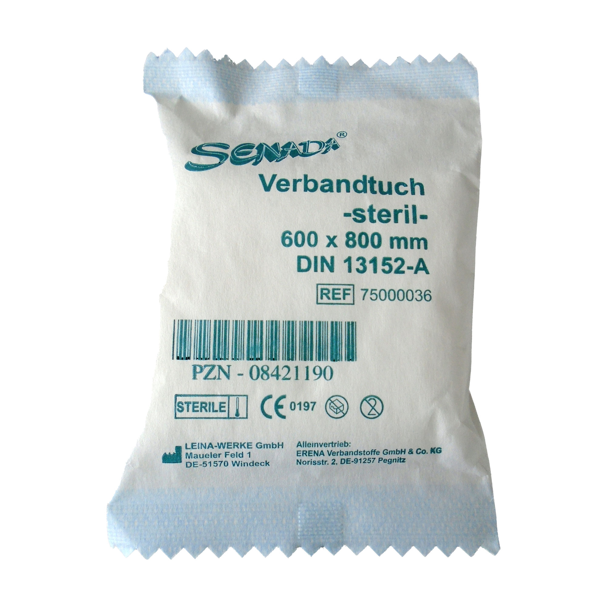 Für sterile Verbandtücher, die insbesondere im Erste-Hilfe-Bereich verwendet werden.