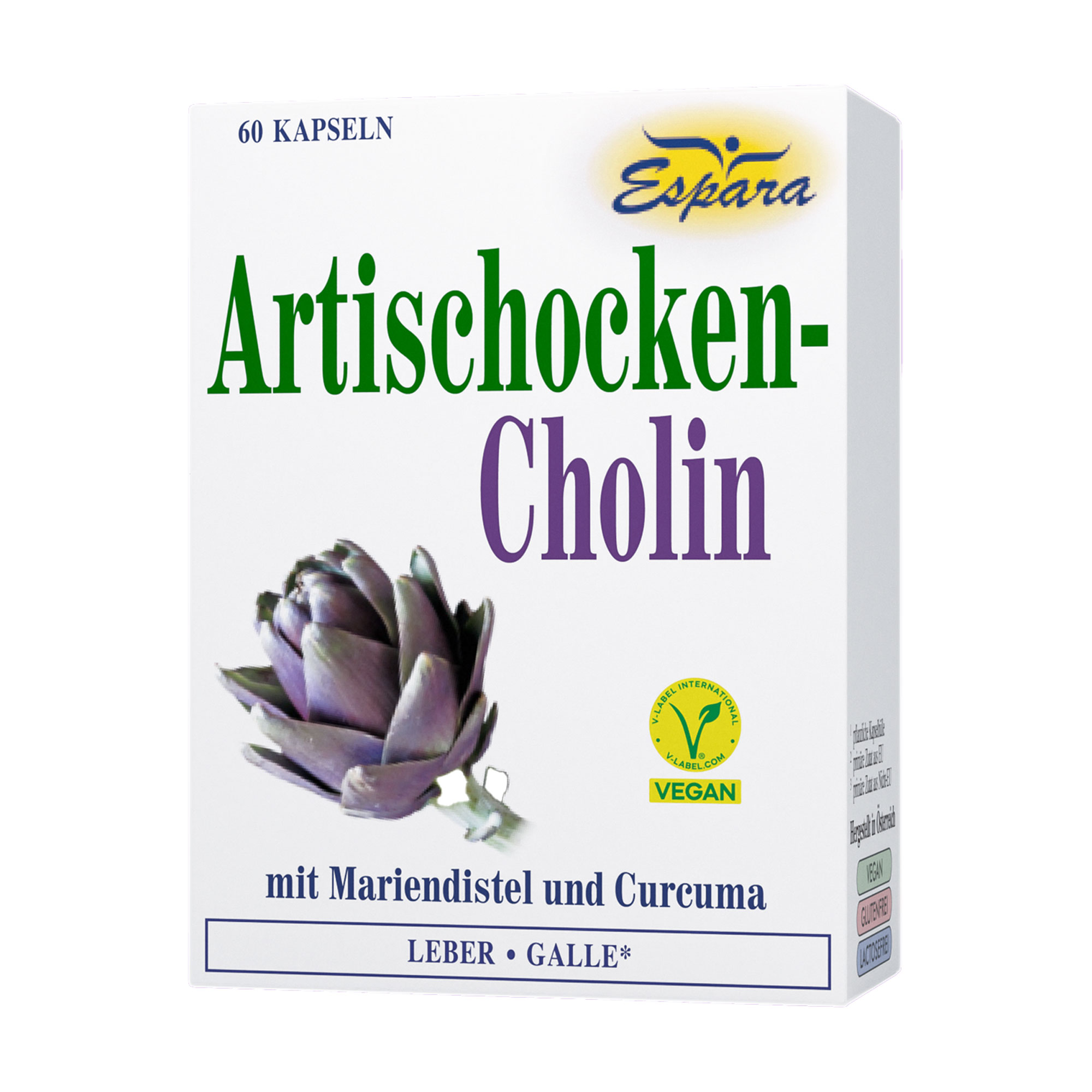 Nahrungsergänzungsmittel mit Cholin in Kombination mit Artischocke, Mariendistel und Curcuma.