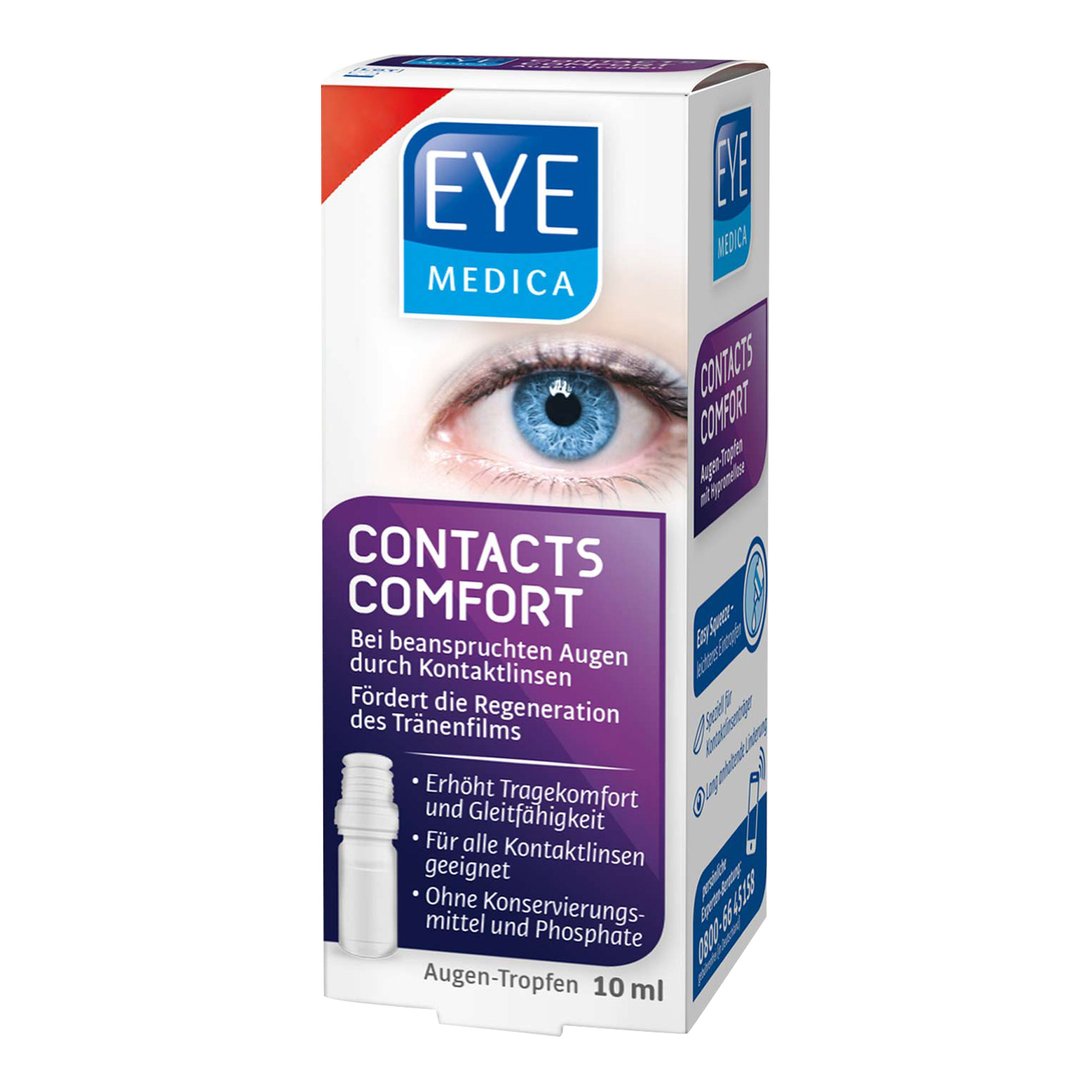 Medizinprodukt zur Anwendung bei beanspruchten Augen durch Kontaktlinsen.