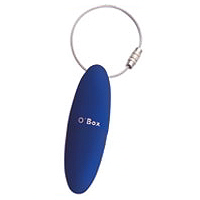 O-Box Schlüsselanhänger Blau für Medikamente oder Geld.