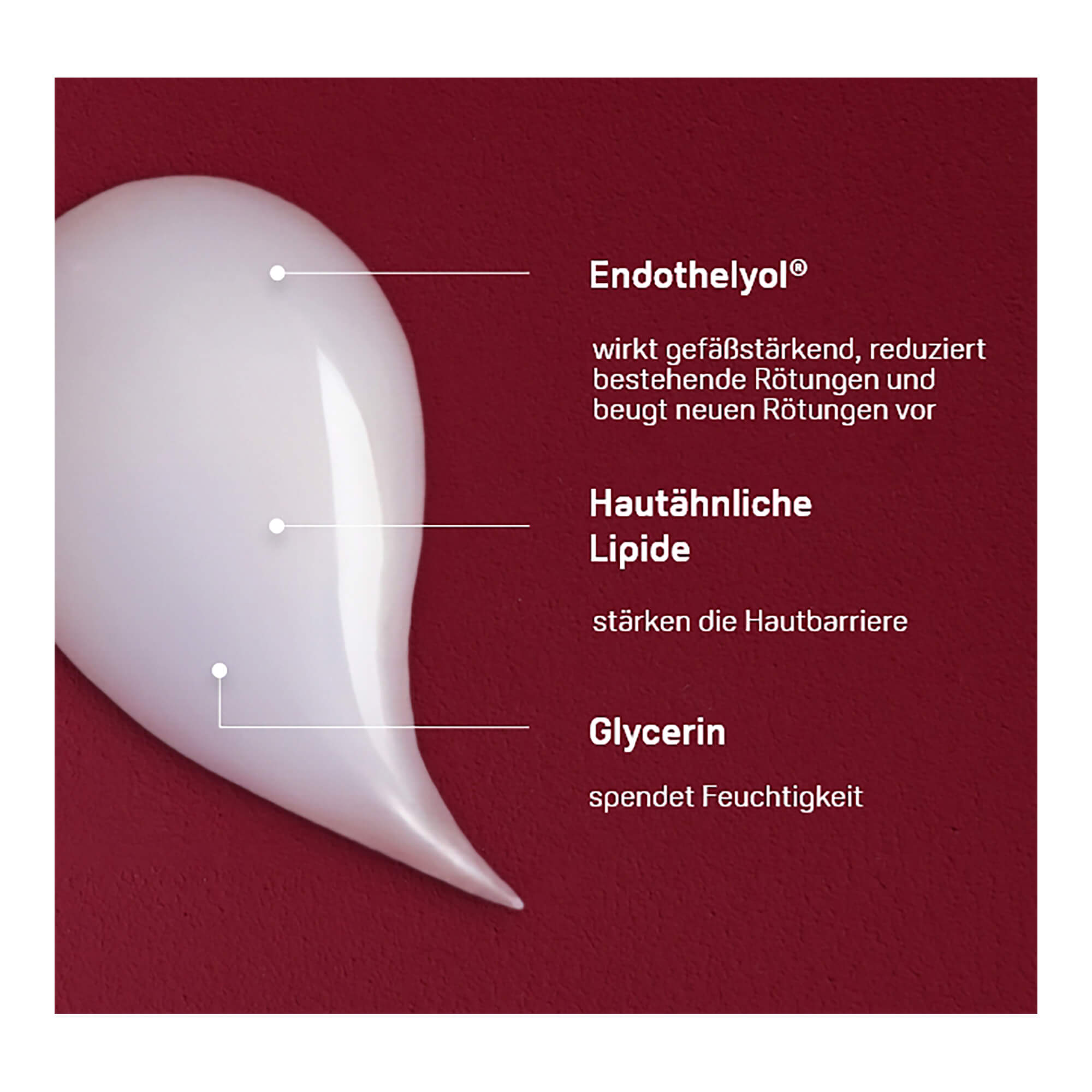 Grafik Physiogel Calming Relief Anti-Rötungen Serum Mit Endothelyol, hautähnlichen Lipiden und Glycerin