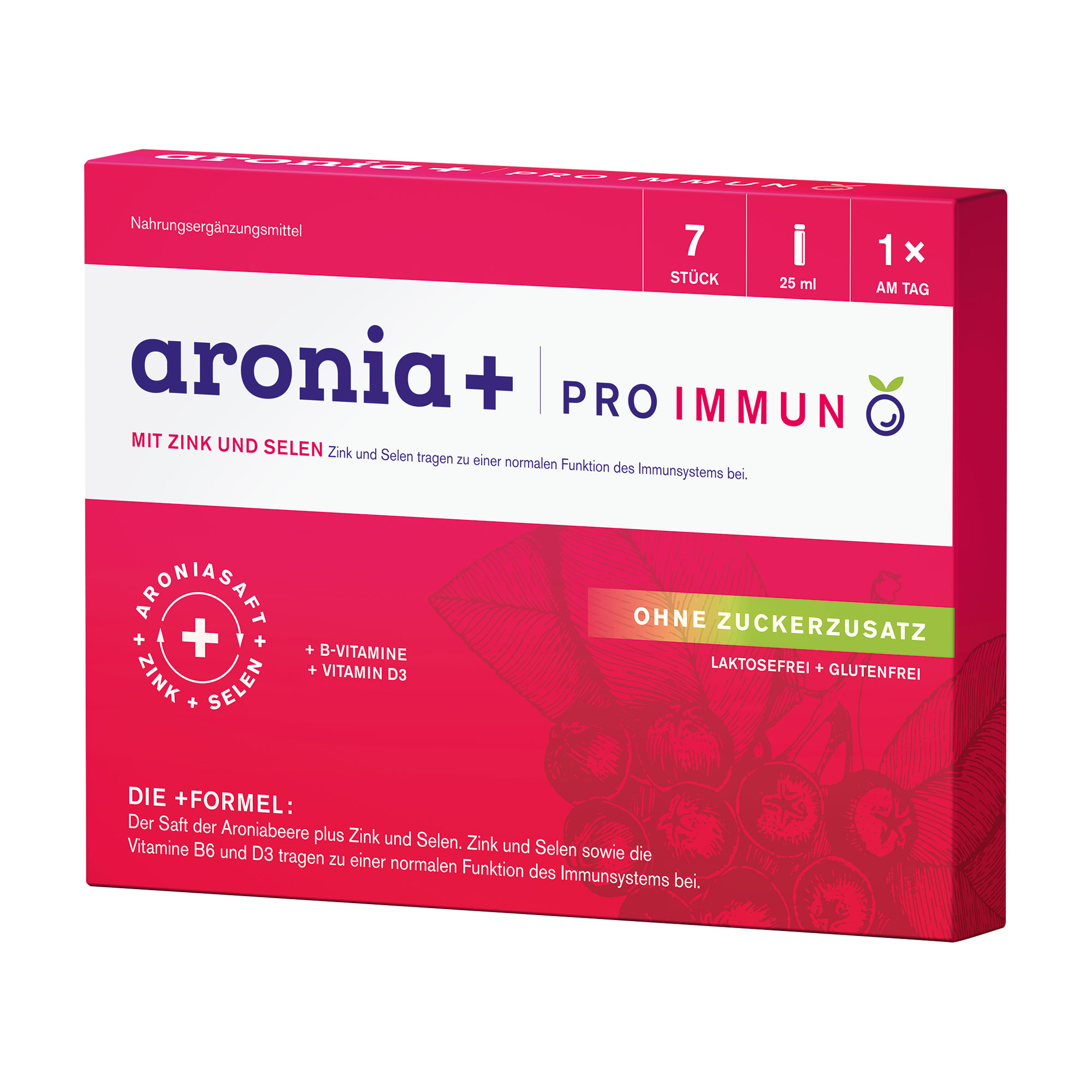 Nahrungsergänzungsmittel für Erwachsene mit Aronia, Zink und Selen sowie ausgewählten B-Vitaminen und Vitamin D3.