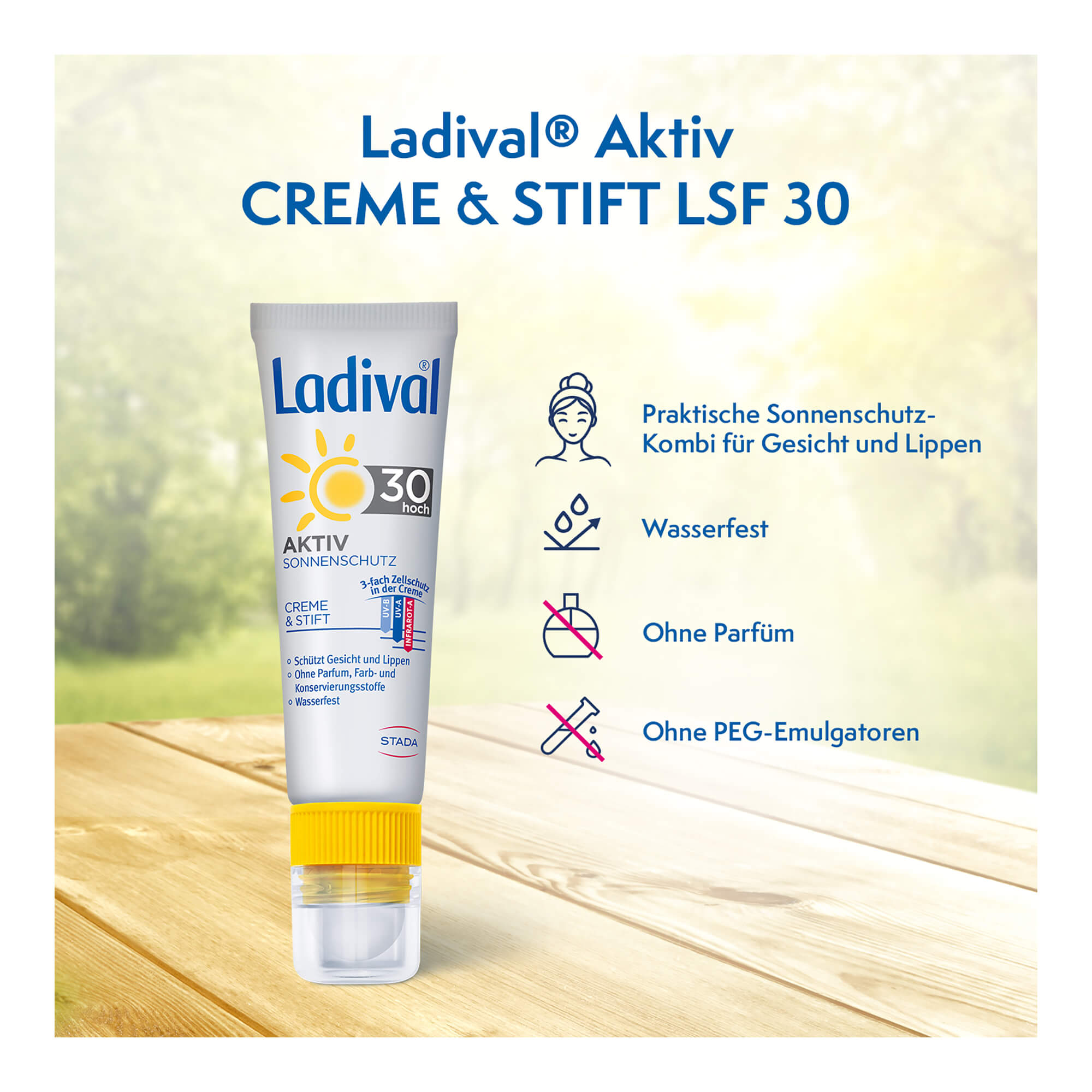 Ladival Aktiv Sonnenschutz für Gesicht und Lippen LSF30