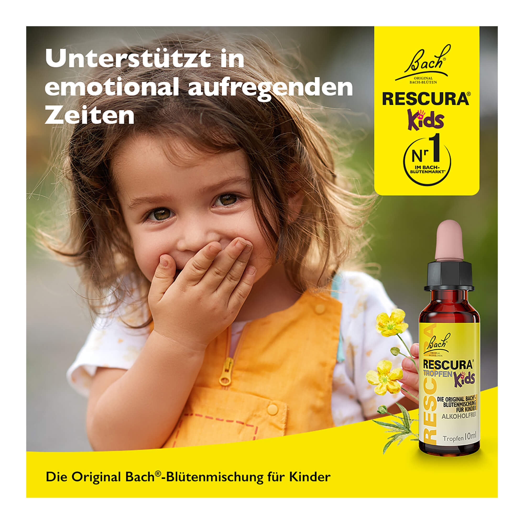 Grafik Bachblüten Original Rescura Kids Tropfen alkoholfrei Unterstützt in emotional aufregenden Zeiten