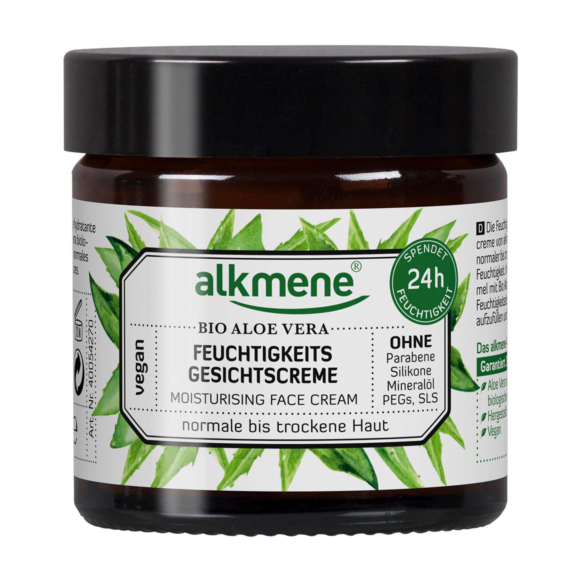 Intensive Feuchtigkeitscreme mit Bio Aloe Vera für normale bis trockene Haut.