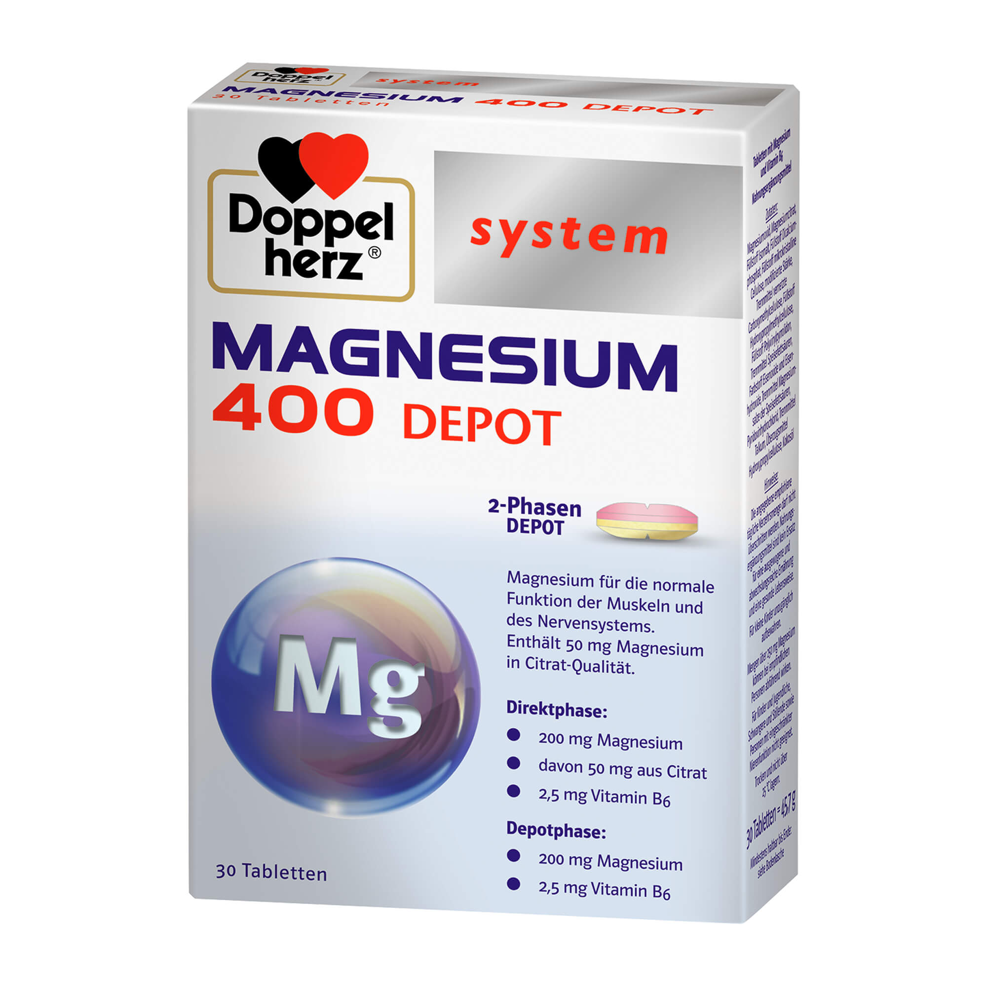 Nahrungsergänzungsmittel mit Magnesium und Vitamin B6.