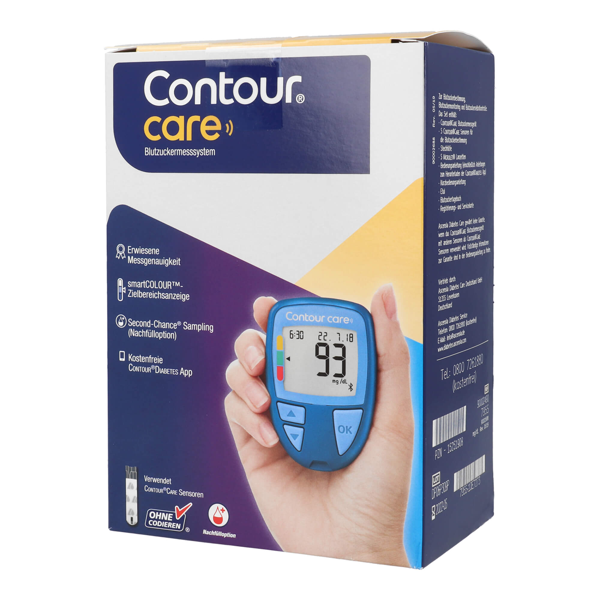 Mit Contour Care Blutzuckermessgerät (mg/dl) inkl. Teststreifen. Zur Erleichterung des Diabetesmanagements.