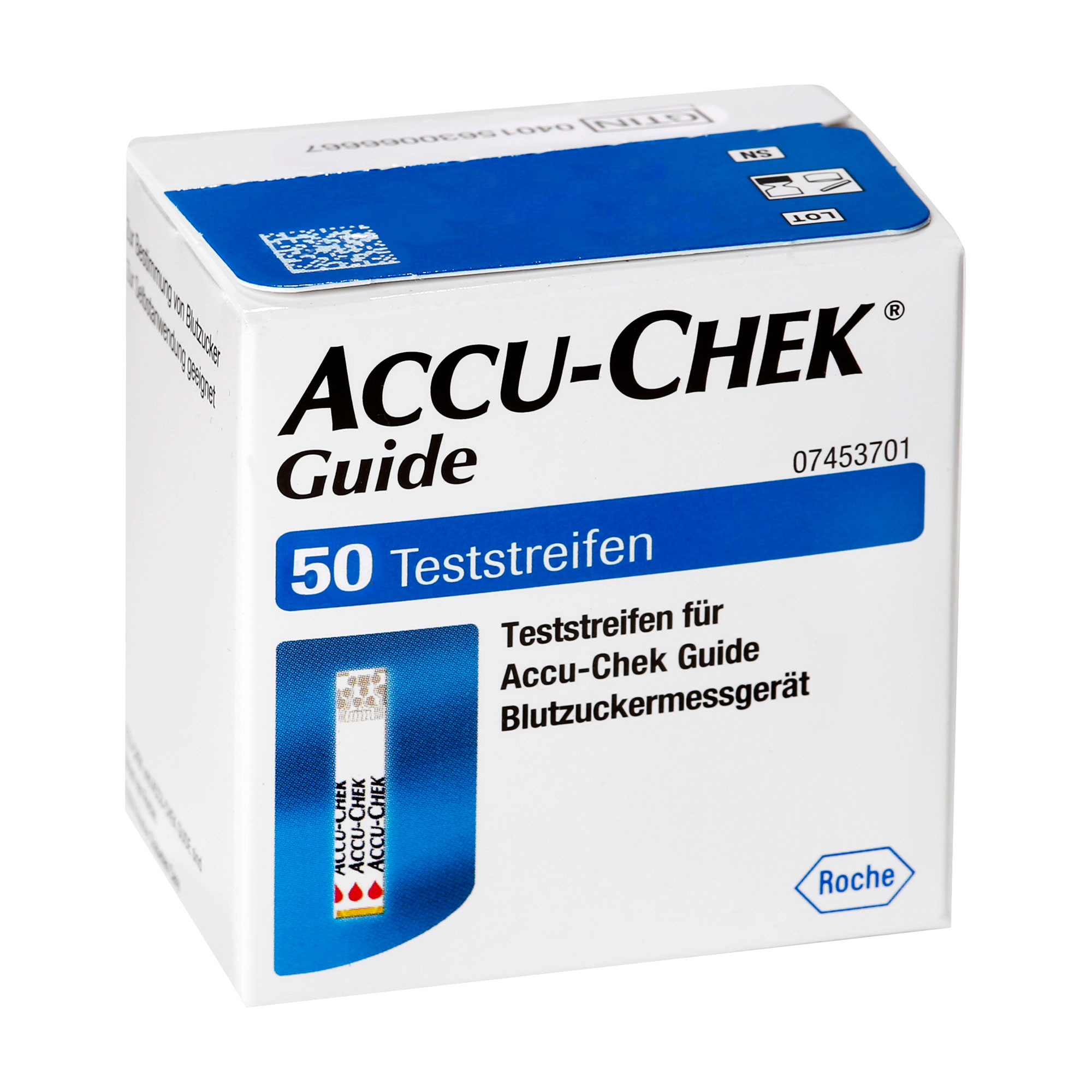 Teststreifen für Accu-Chek Guide zur Bestimmung von Blutzucker.