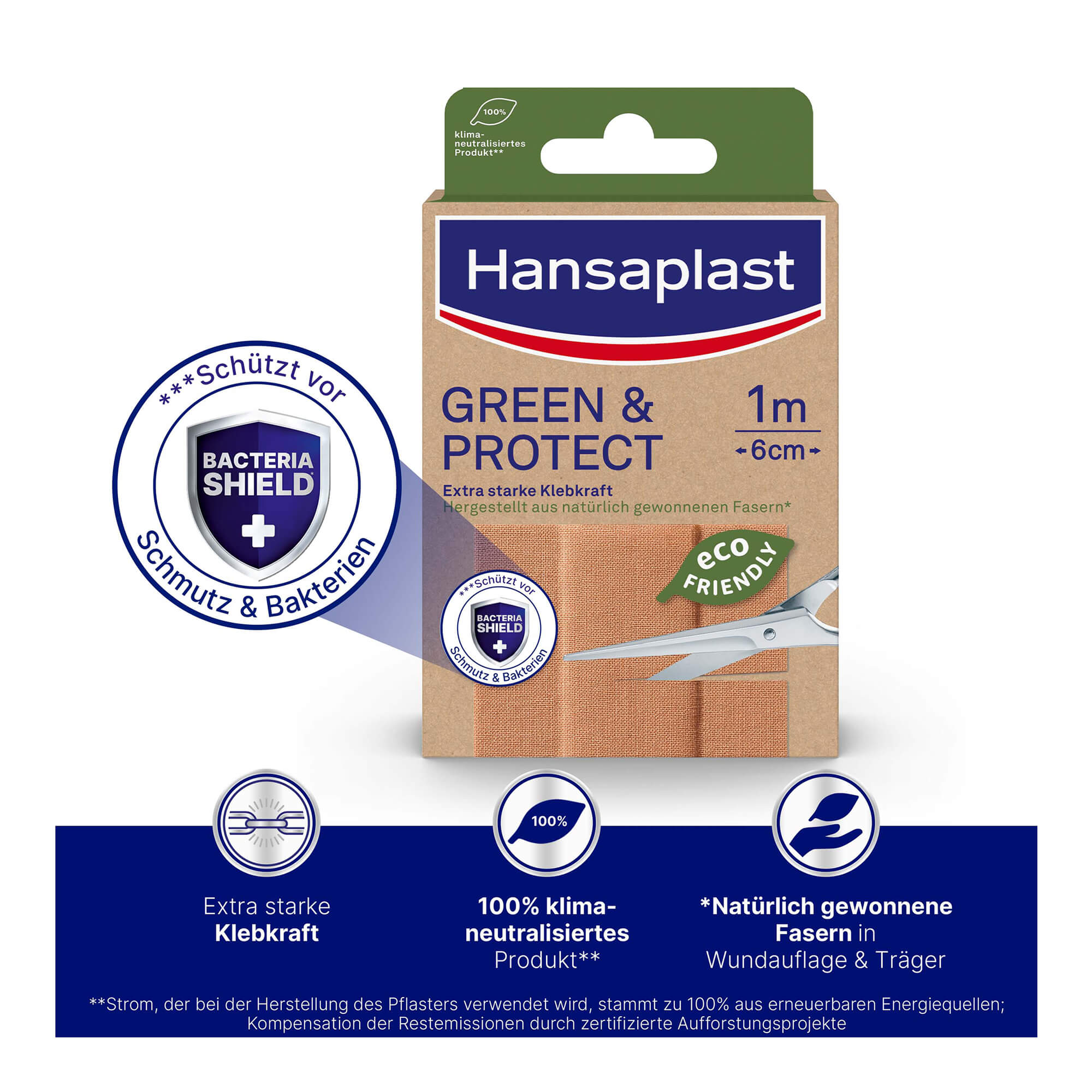 Hansaplast Pflaster Green & Protect 10 x 6 cmcm