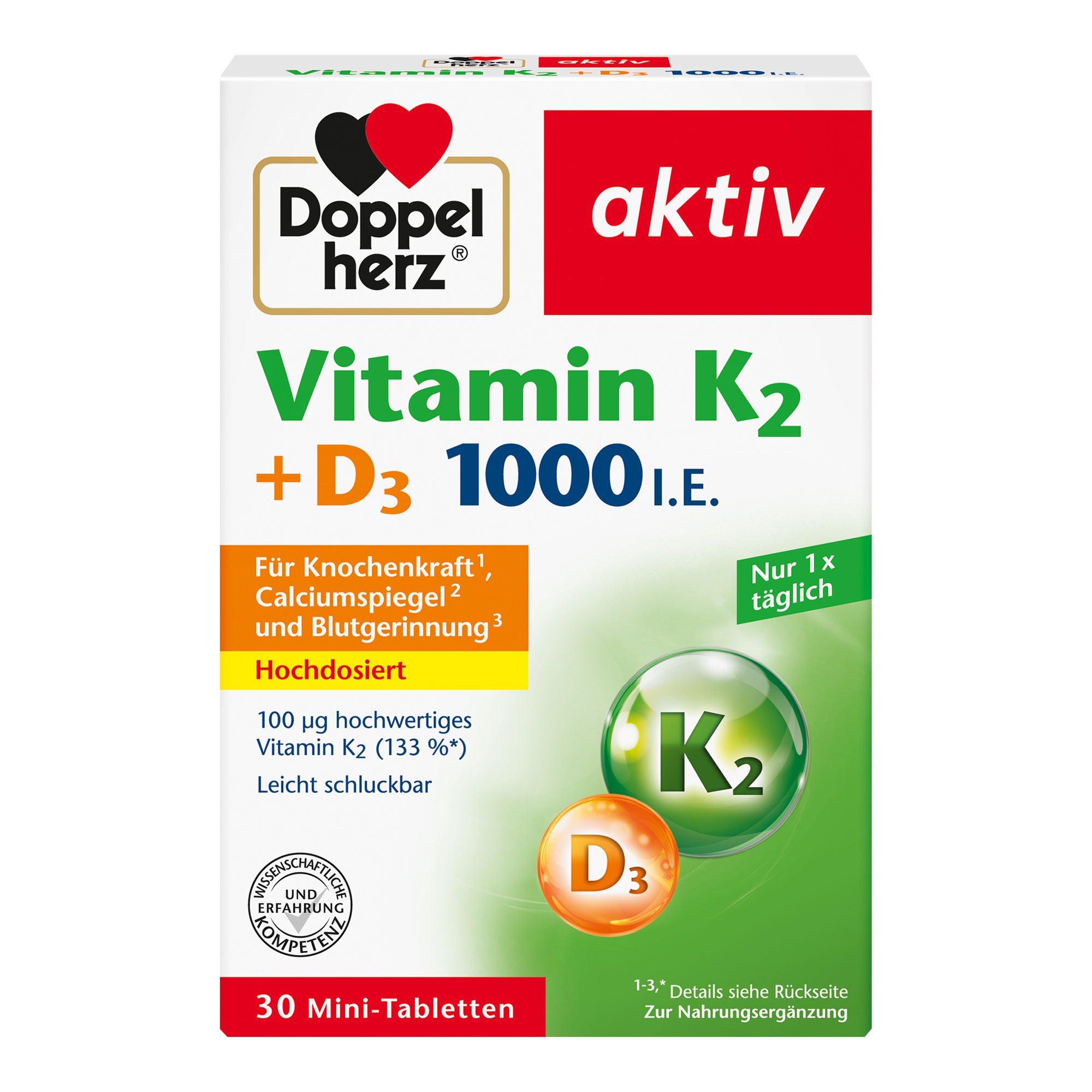 Nahrungsergänzungsmittel mit Vitamin K und Vitamin D.