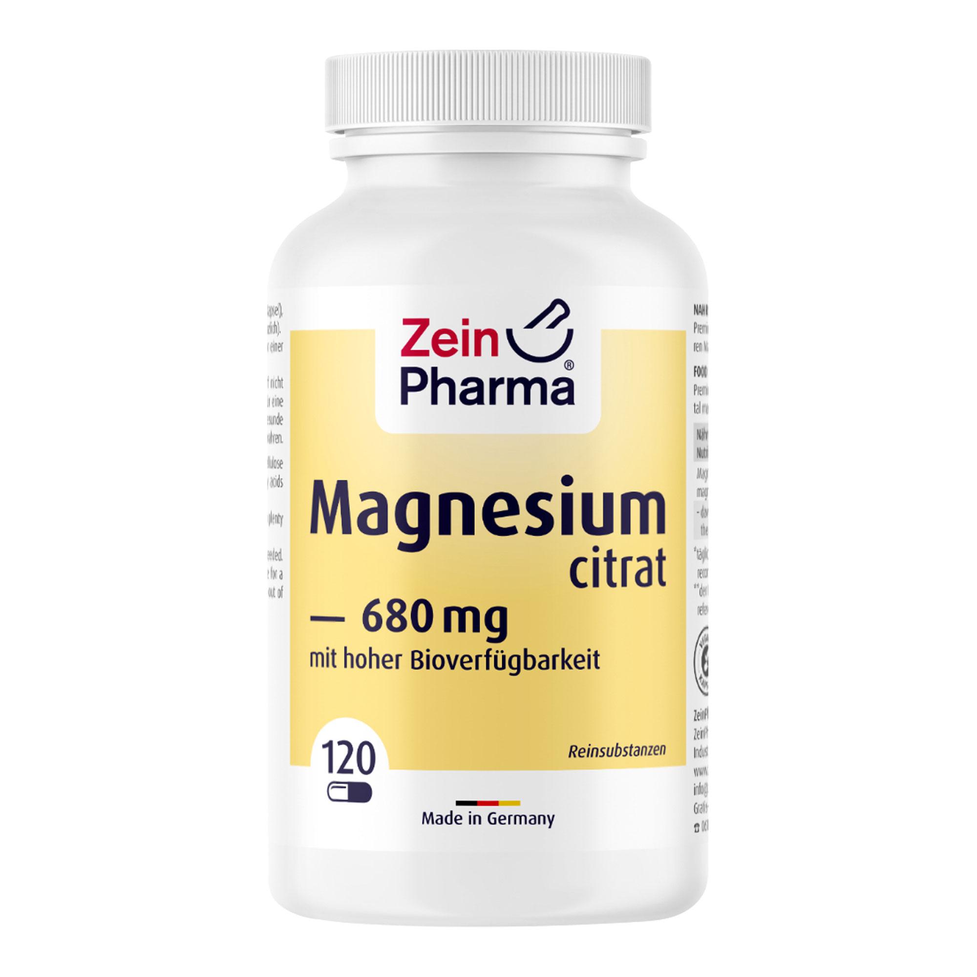 Nahrungsergänzungsmittel mit dem Mineralstoff Magnesium aus Trimagnesiumdicitrat in vegetarischen Kapseln.